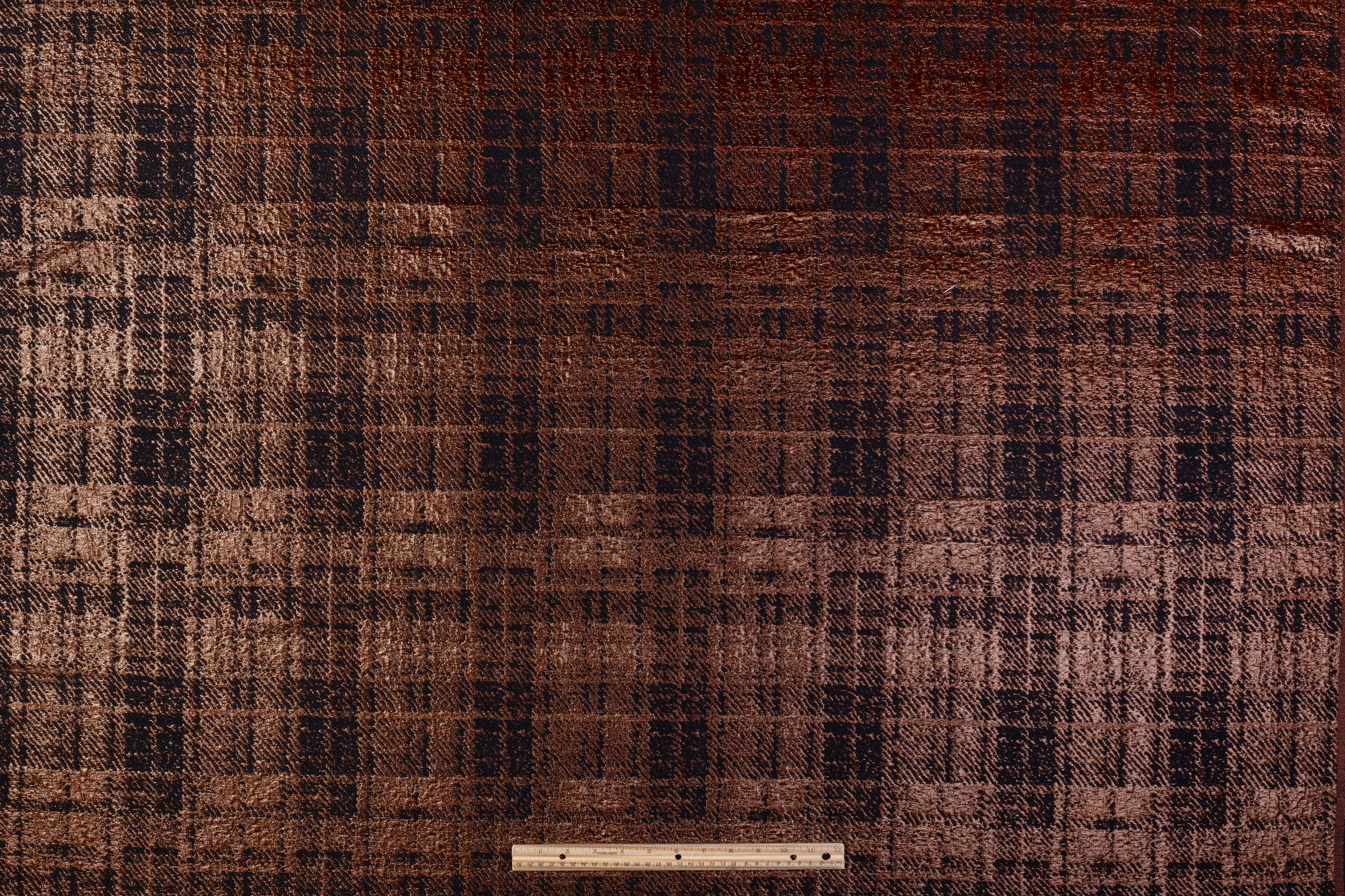 Checked Metallic Italian Brocade - Copper / Black