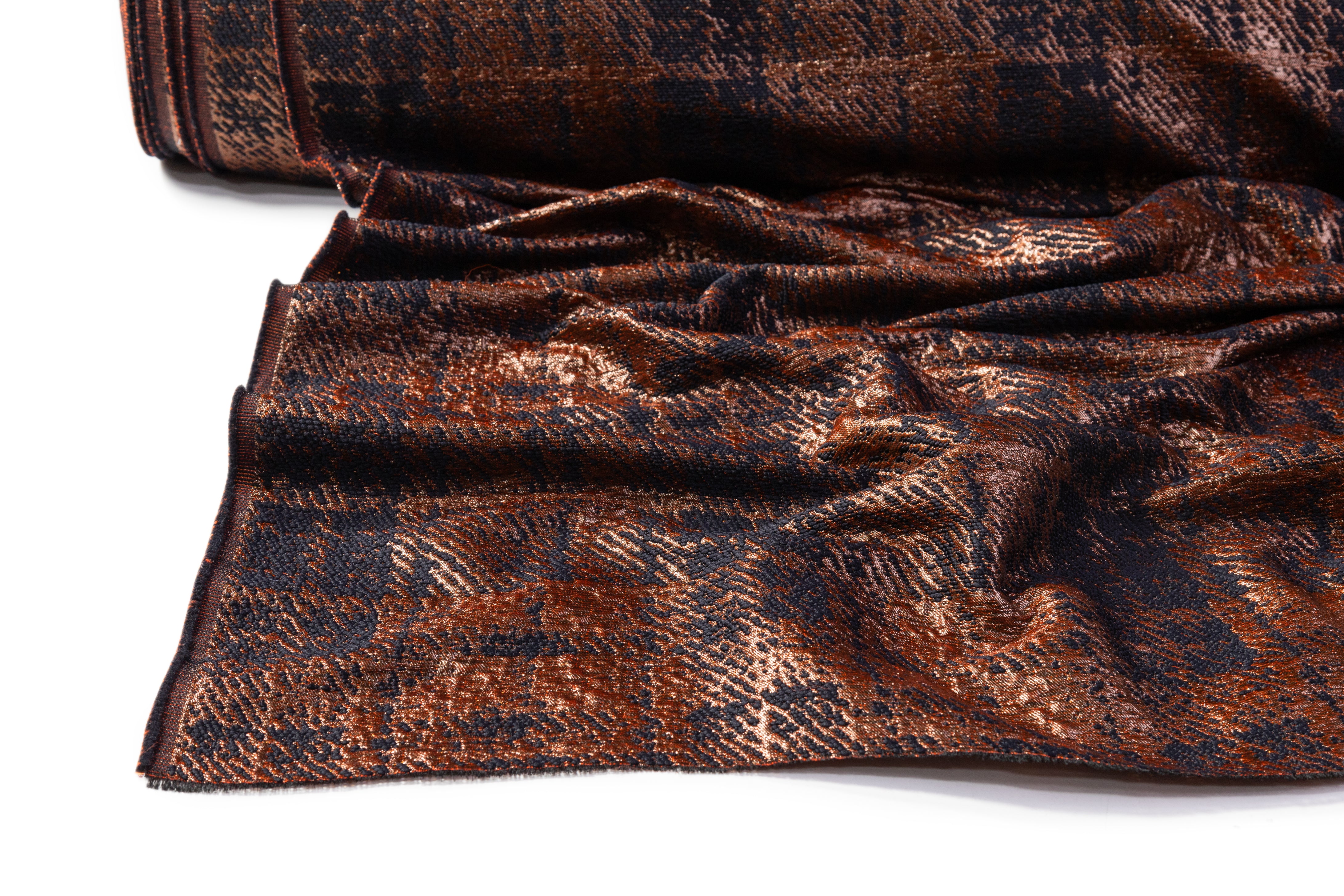 Checked Metallic Italian Brocade - Copper / Black
