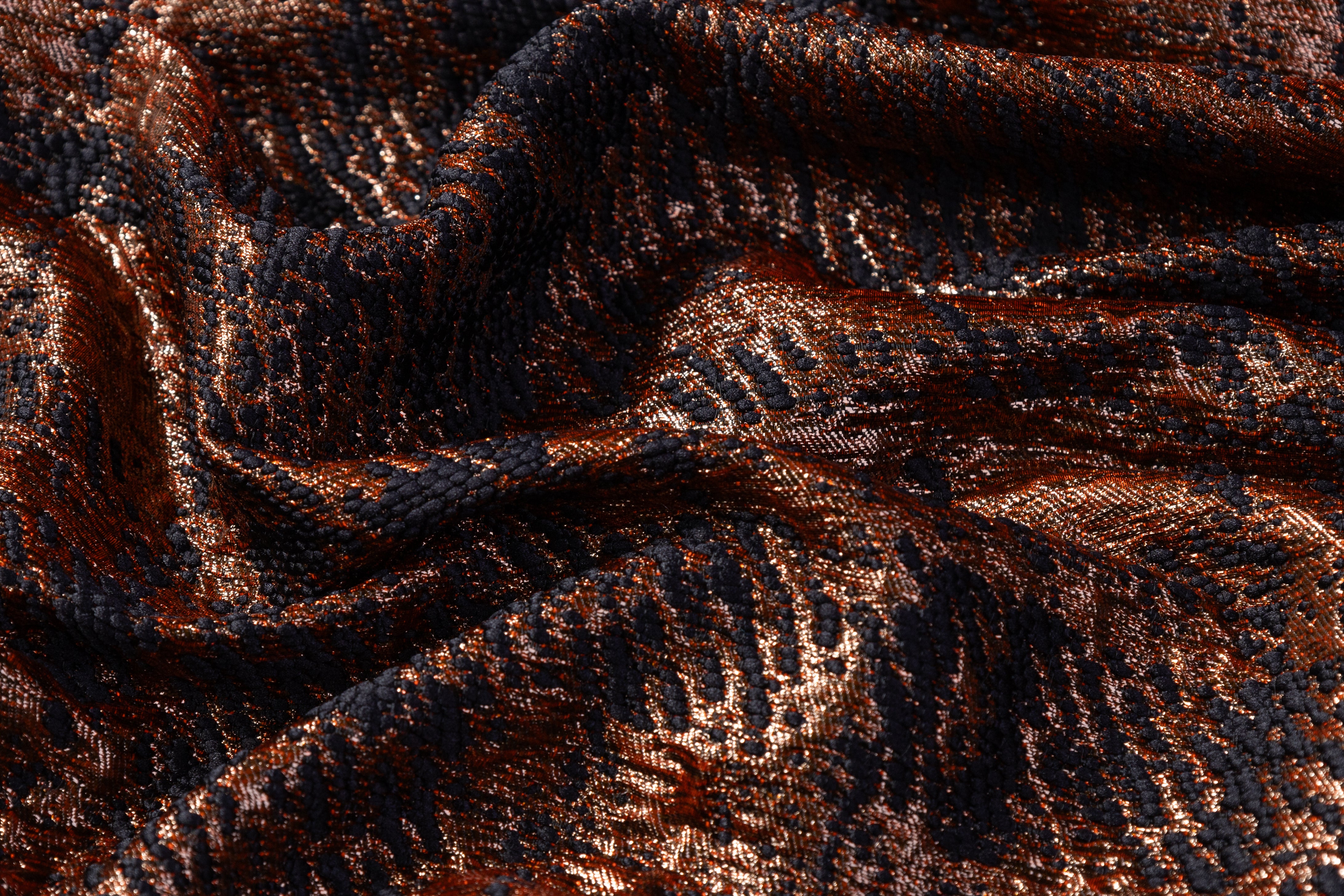 Rochas - Checked Metallic Italian Brocade - Copper / Black