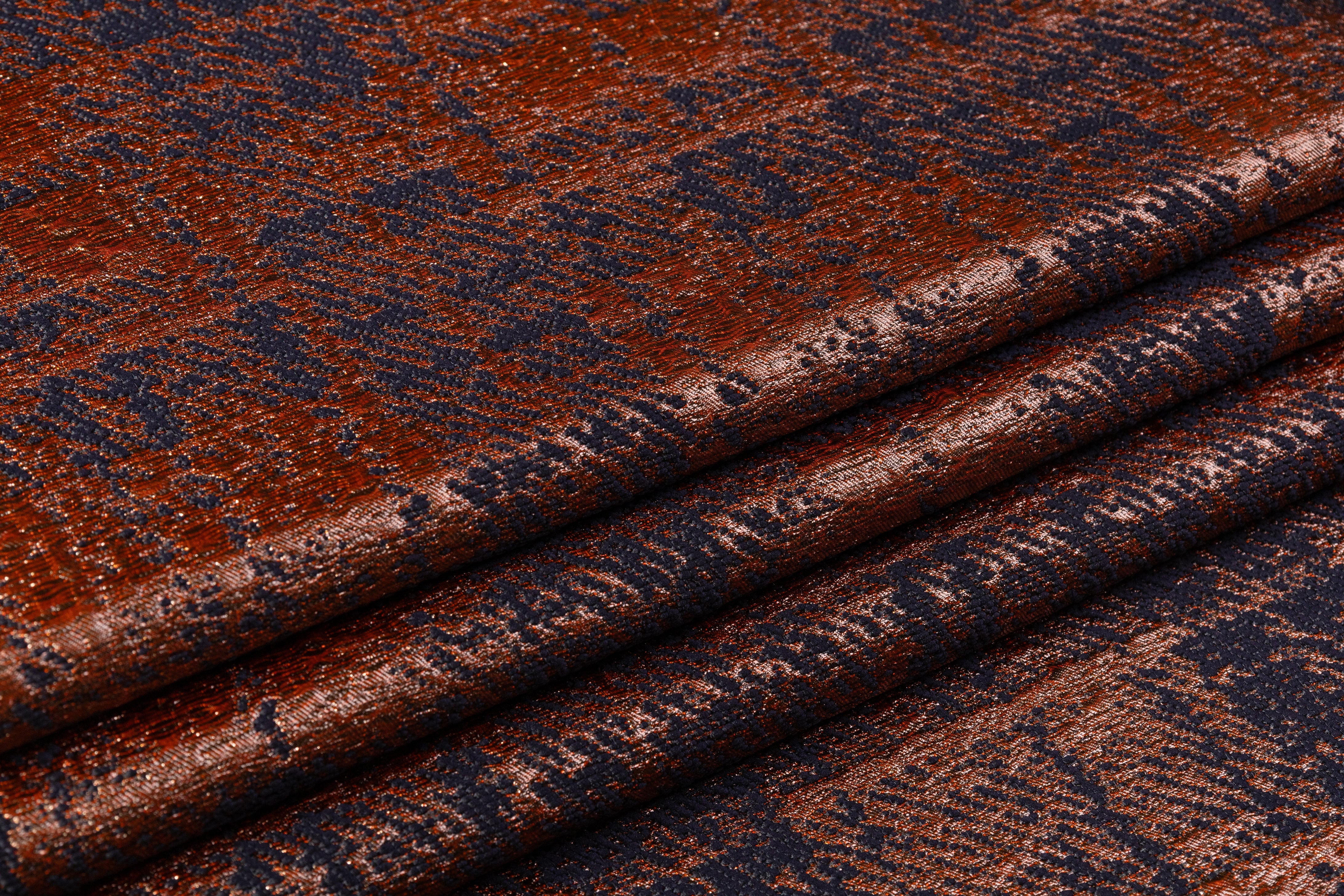 Rochas - Checked Metallic Italian Brocade - Copper / Black