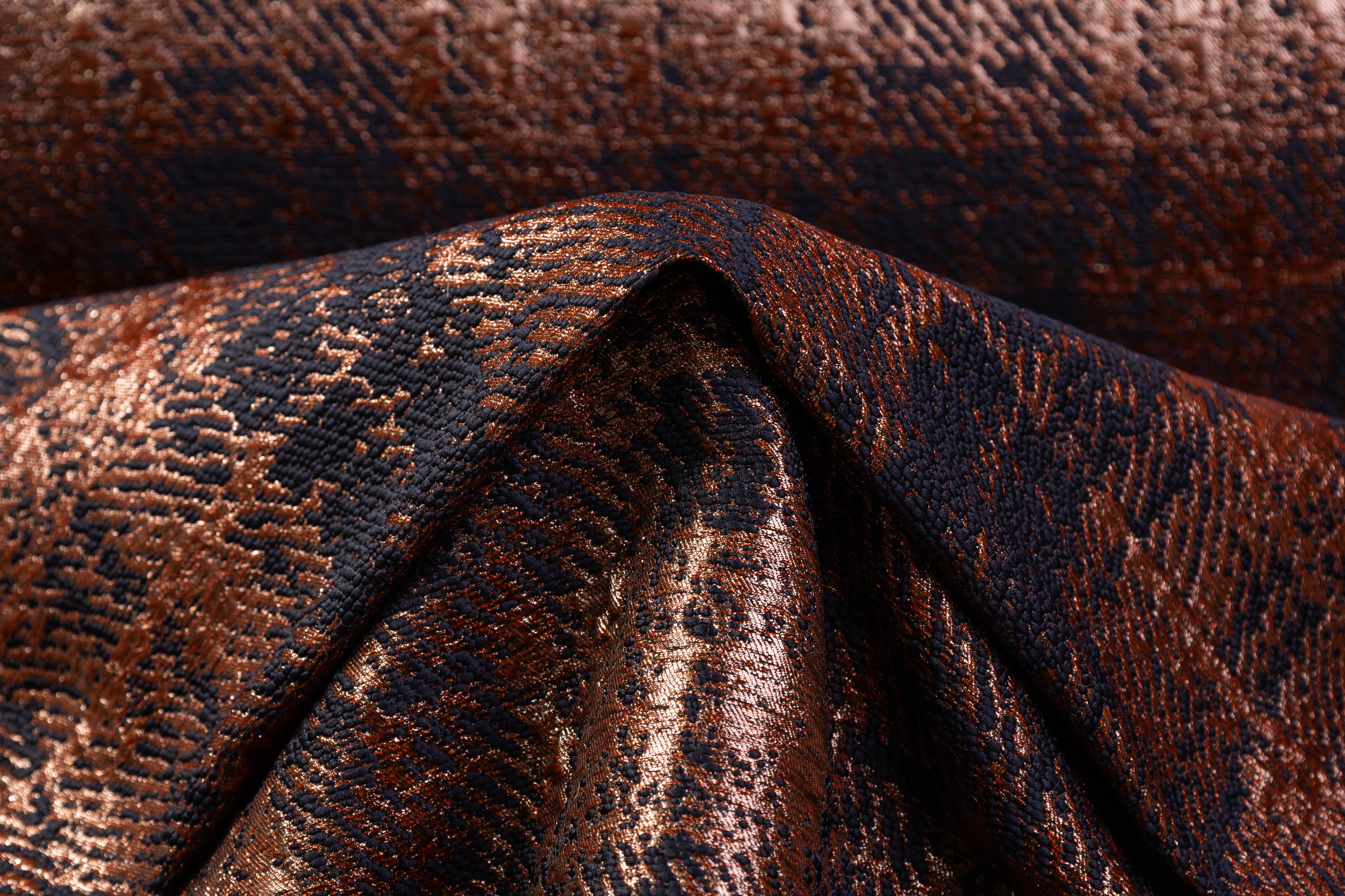 Rochas - Checked Metallic Italian Brocade - Copper / Black