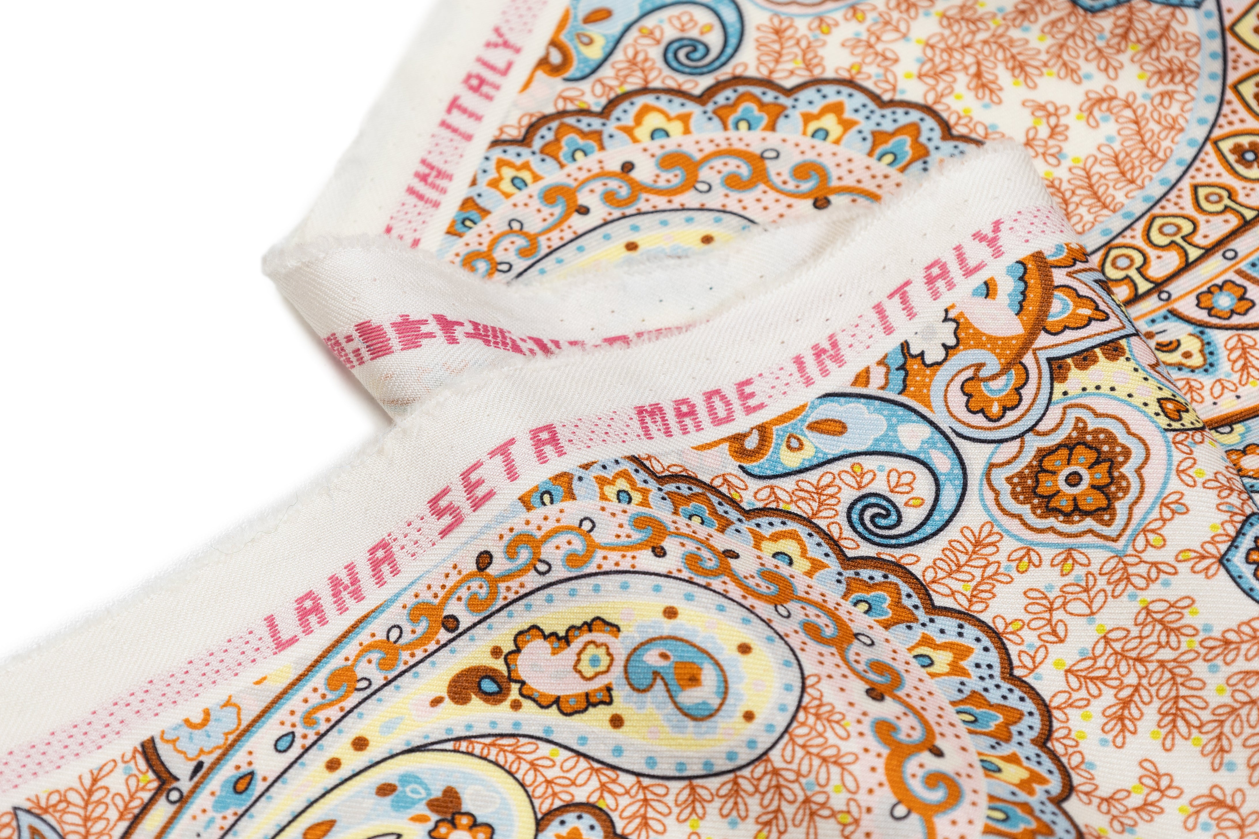 Paisley Italian Silk and Wool Print - Brown / Blue