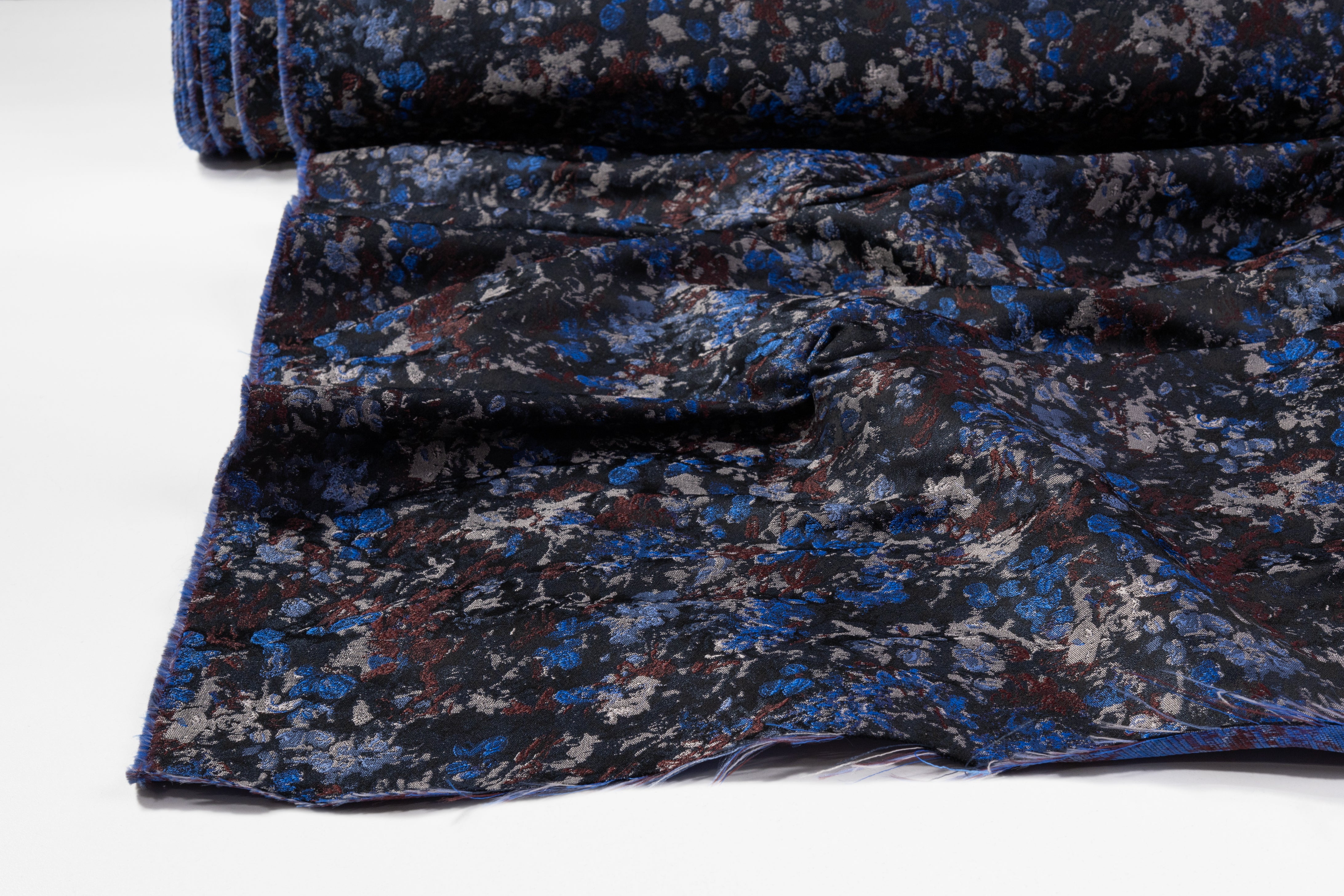 Abstract Italian Brocade - Blue / Burgundy / Gray