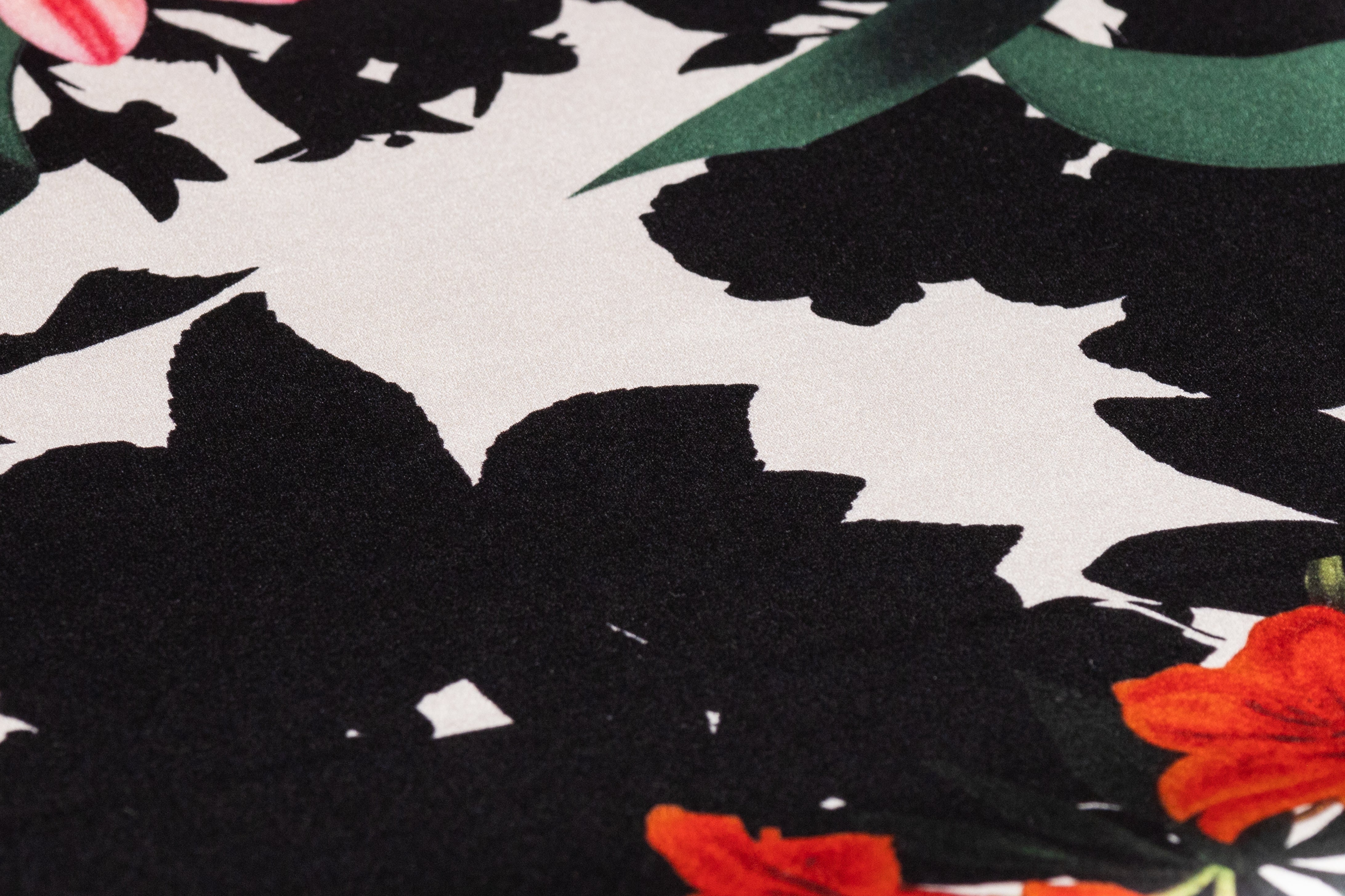 Floral Italian Silk Charmeuse - Black / Red / Green / White