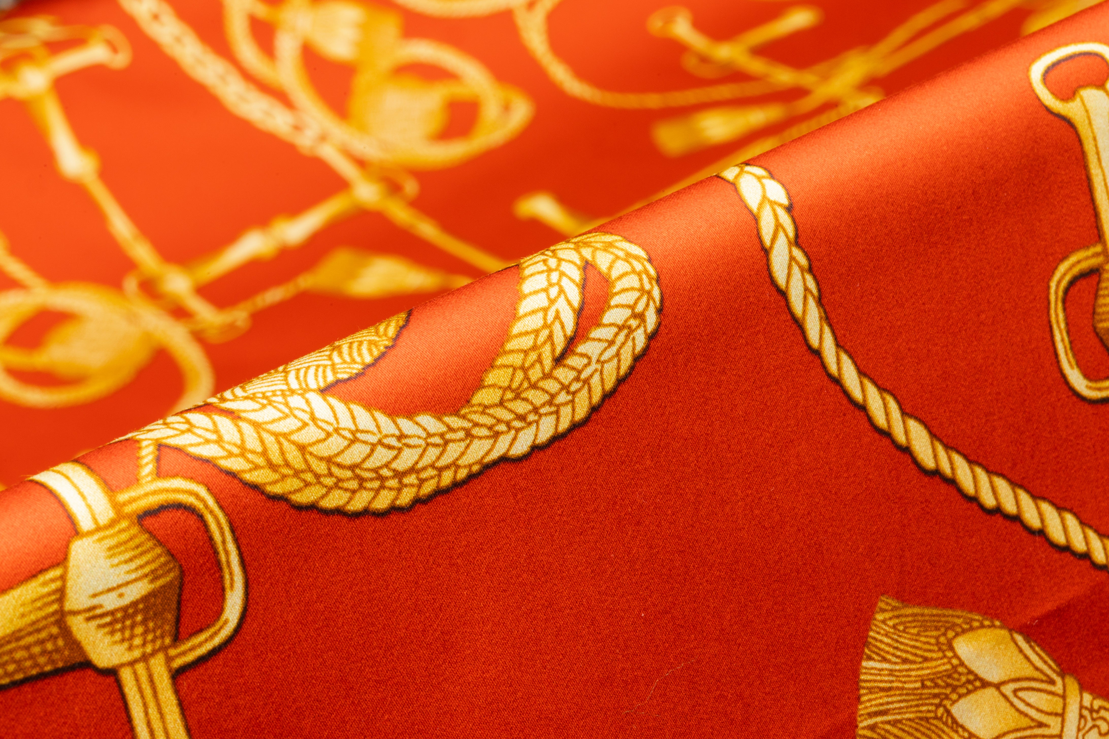 Ratti - Equestrian Rope Print Italian Cotton Sateen - Red / Gold