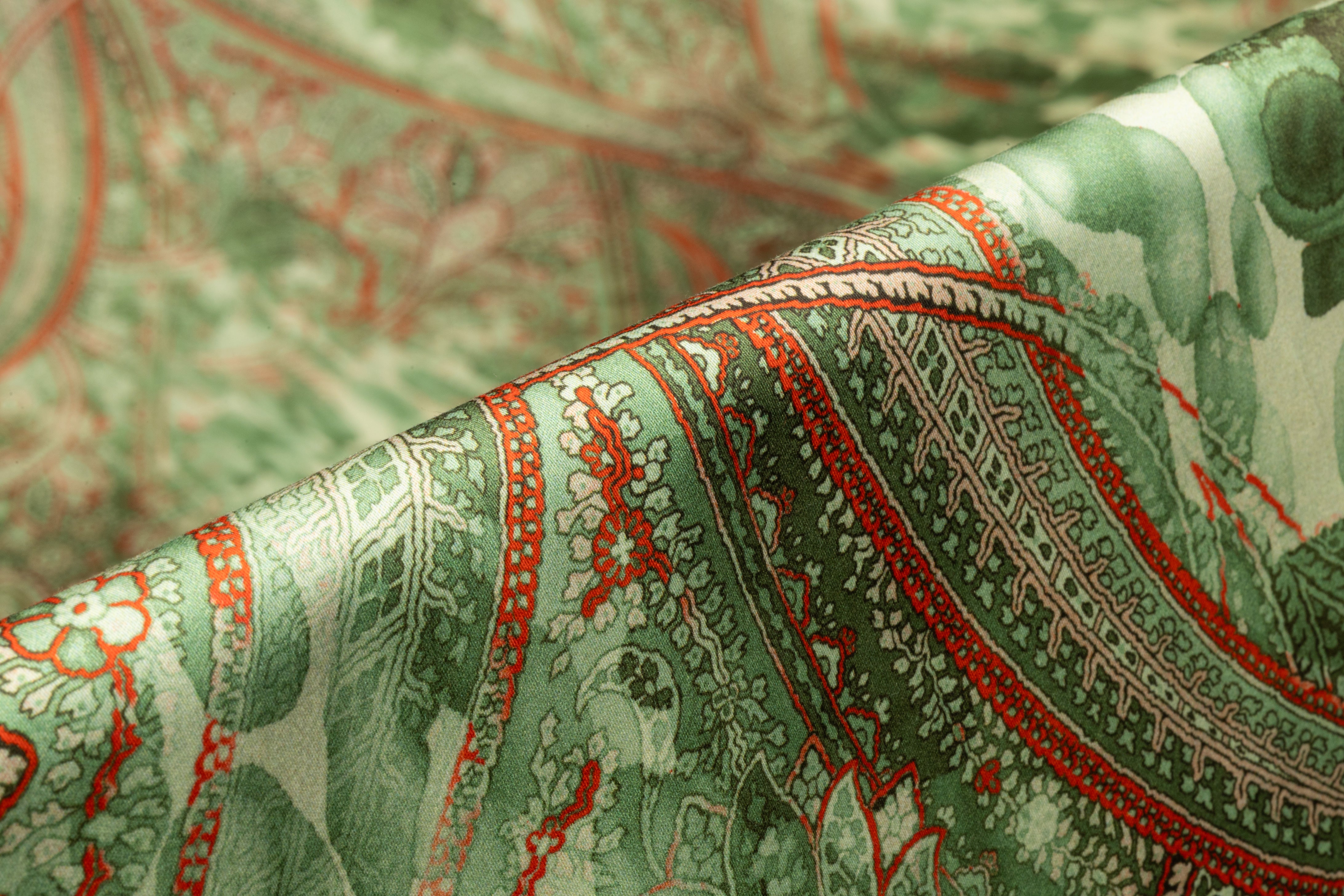 Ratti - Paisley Italian Cotton Sateen - Green / Red