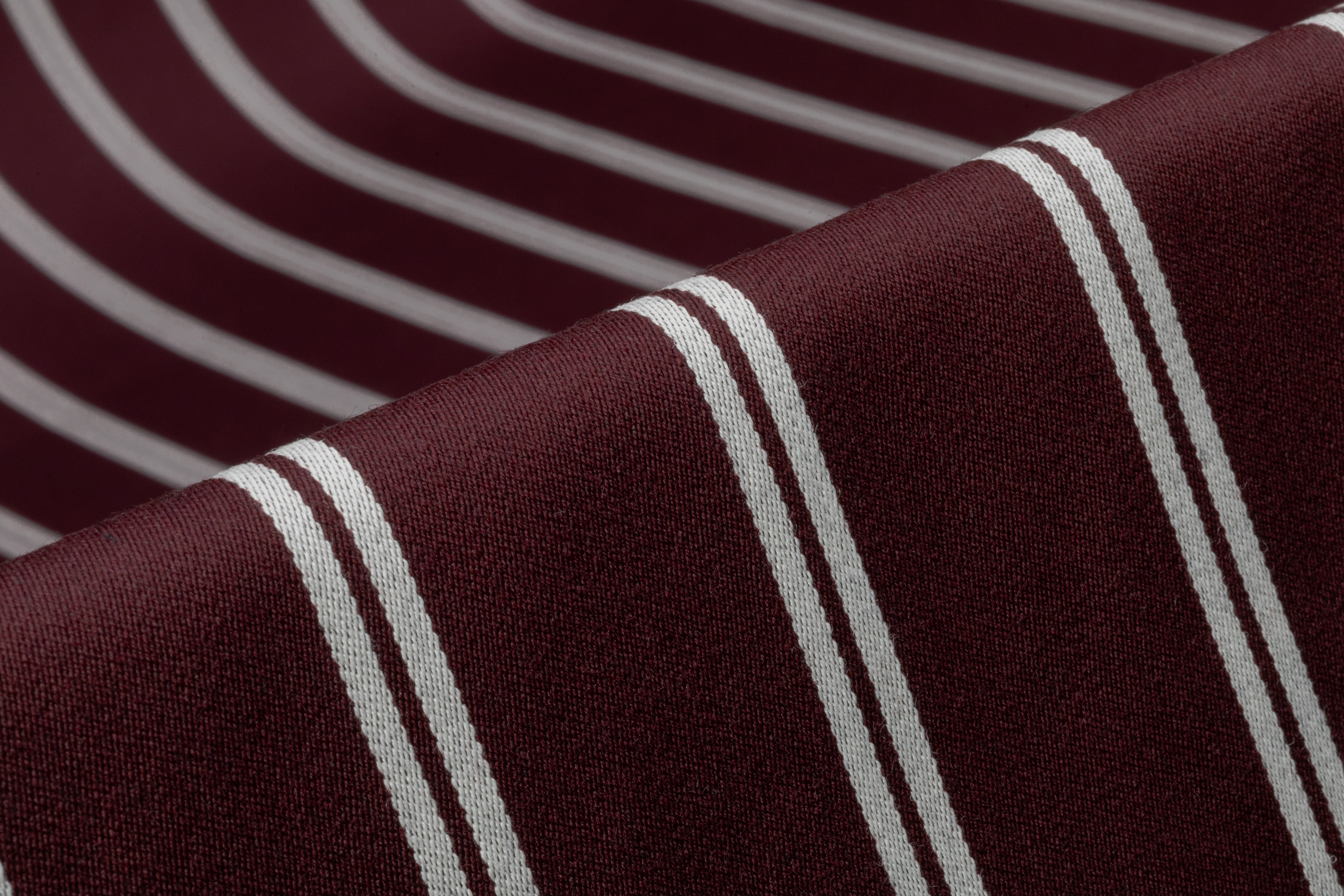 Striped Italian Cotton Wool Twill - Burgundy / White