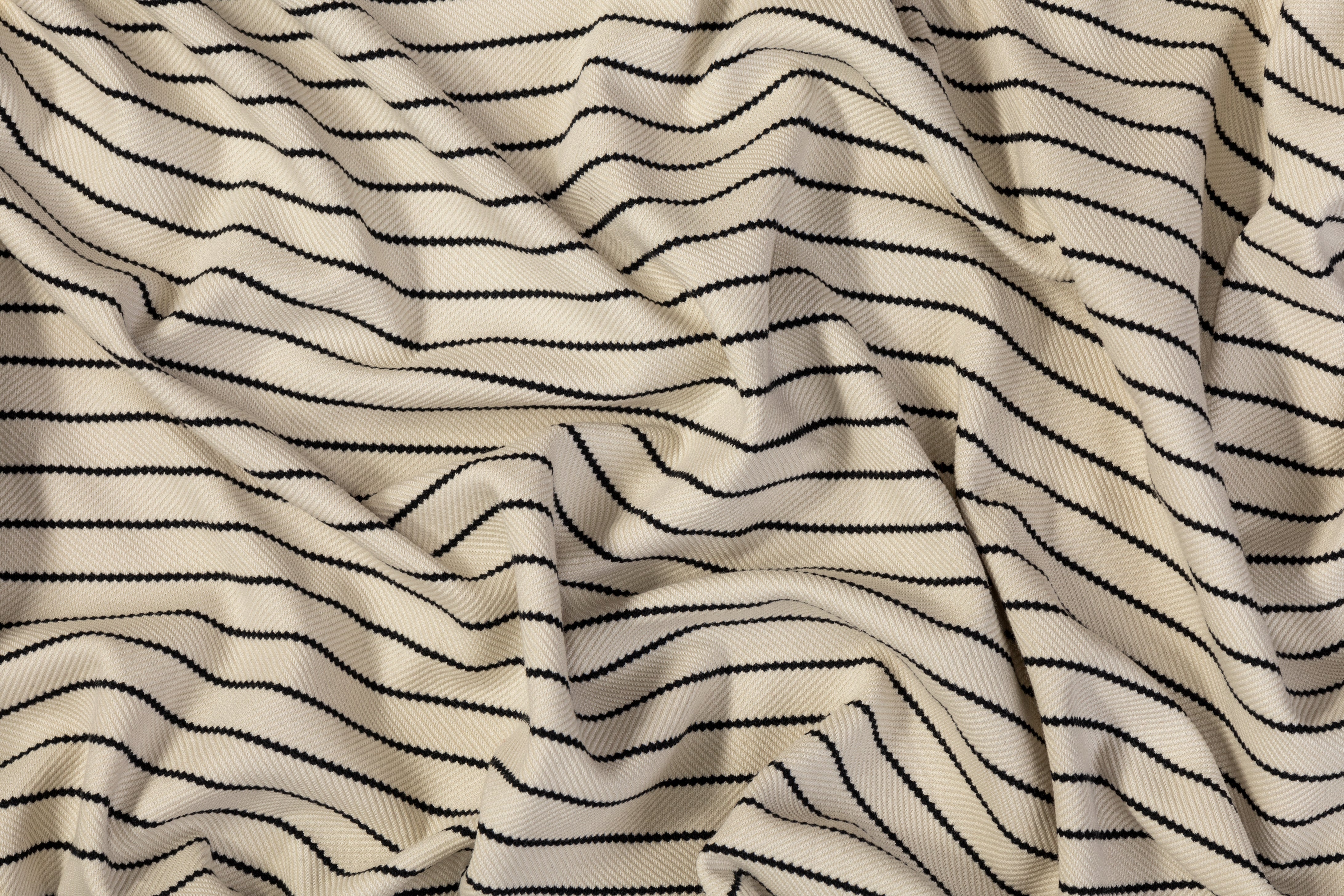 Striped Rayon Jersey Knit - Beige / Black