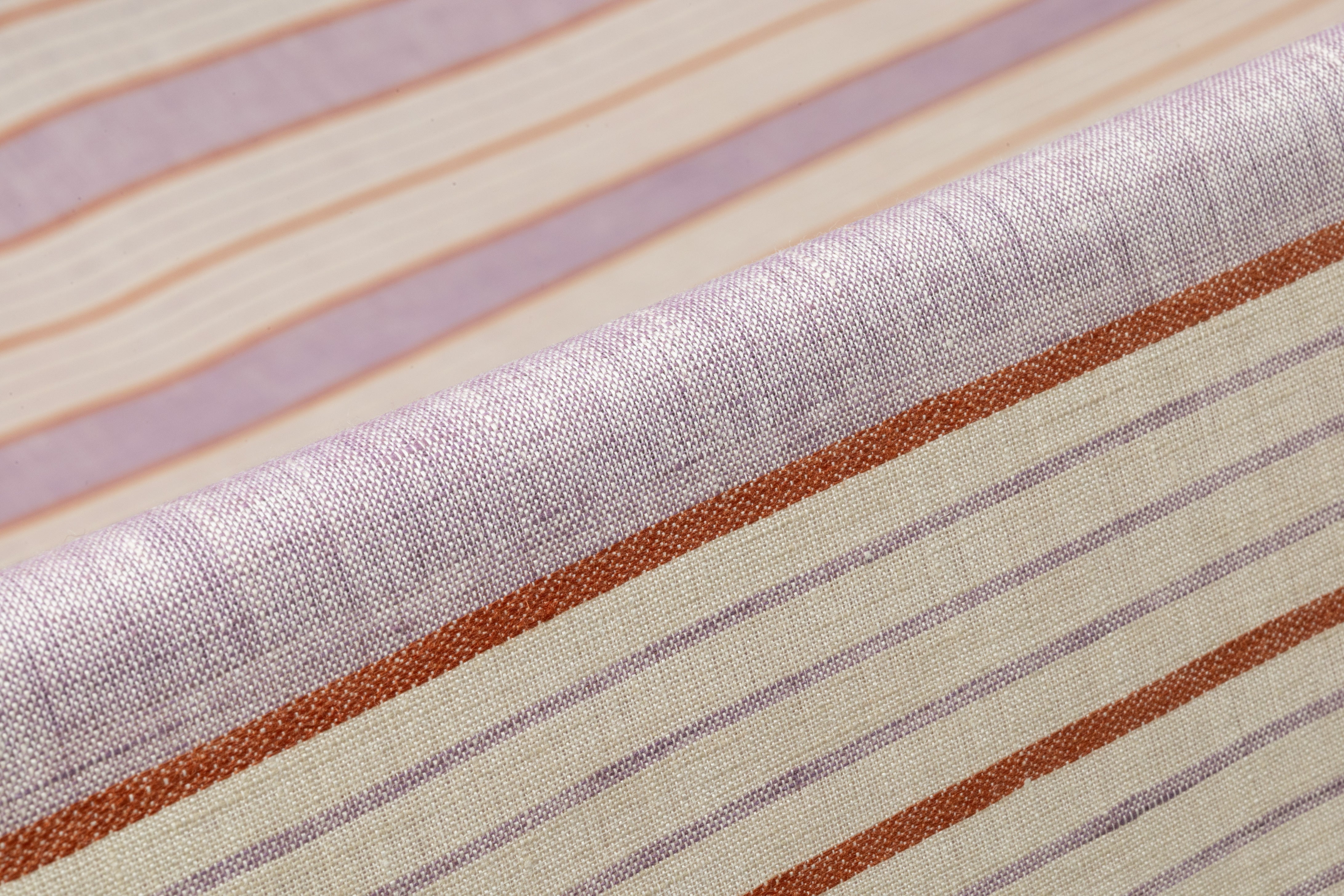 Striped Italian Linen - Lavender / Ivory / Rust