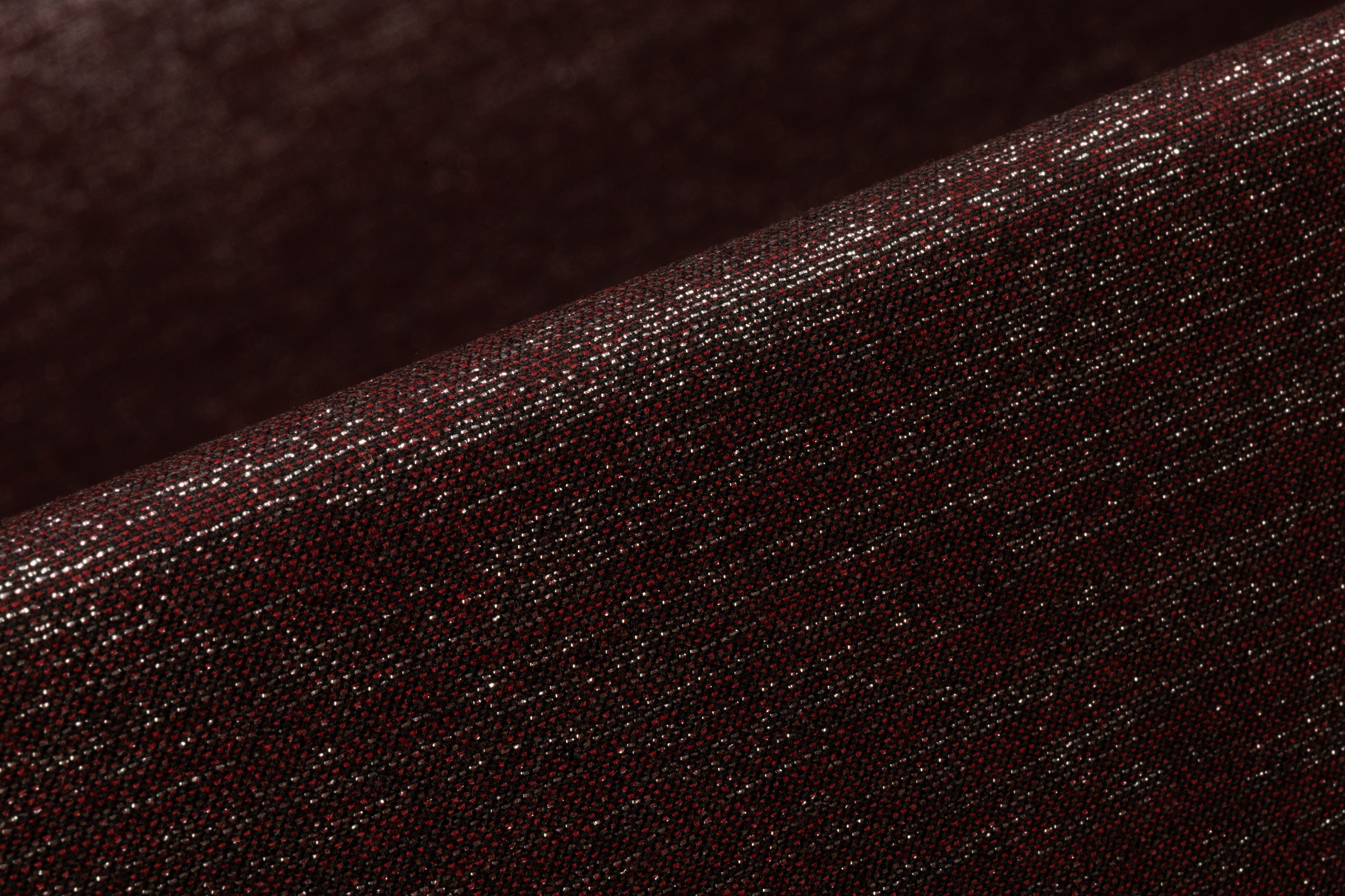 Metallic Italian Wool Flannel Suiting - Burgundy / Silver