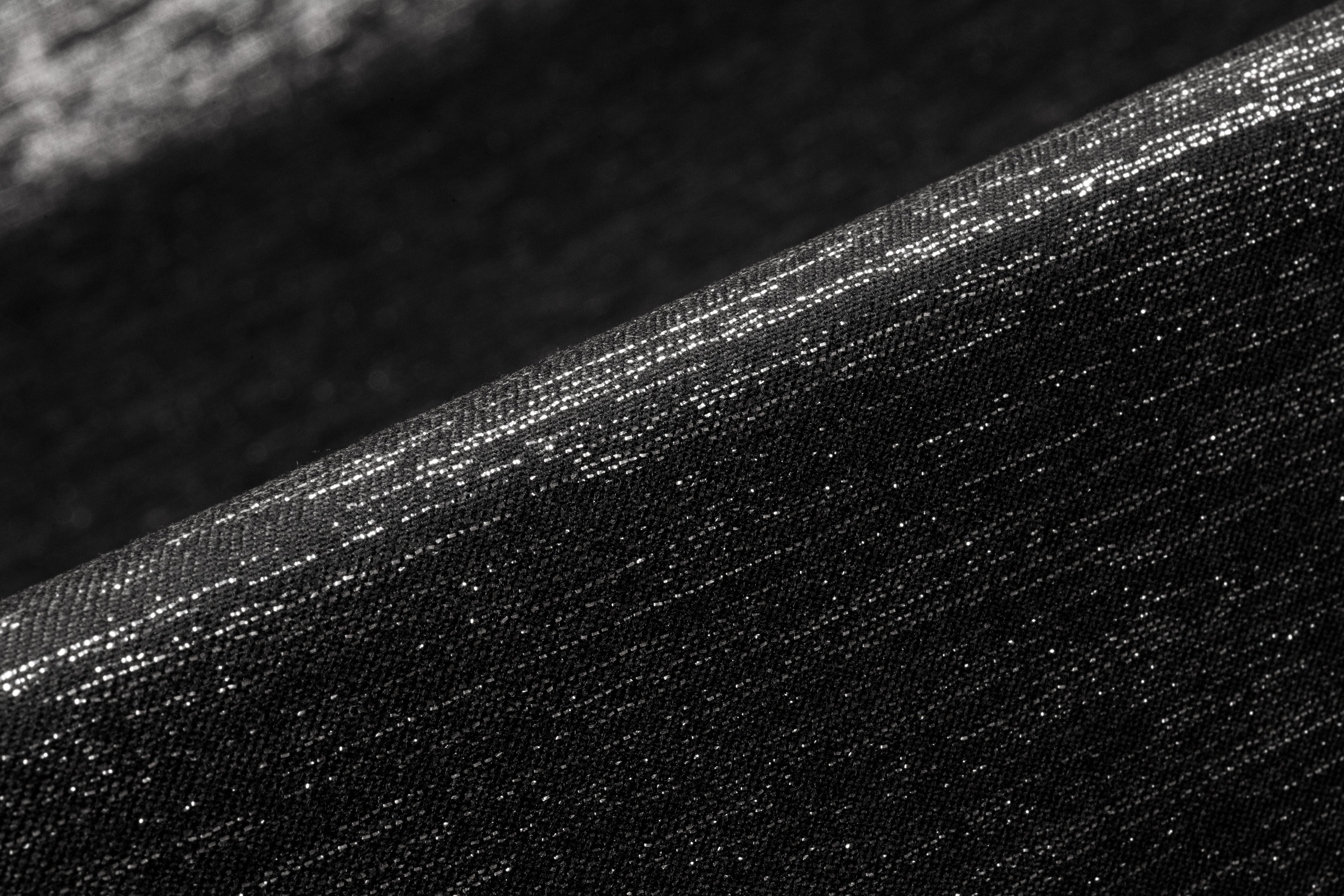 Metallic Italian Wool Flannel Suiting - Black / Silver
