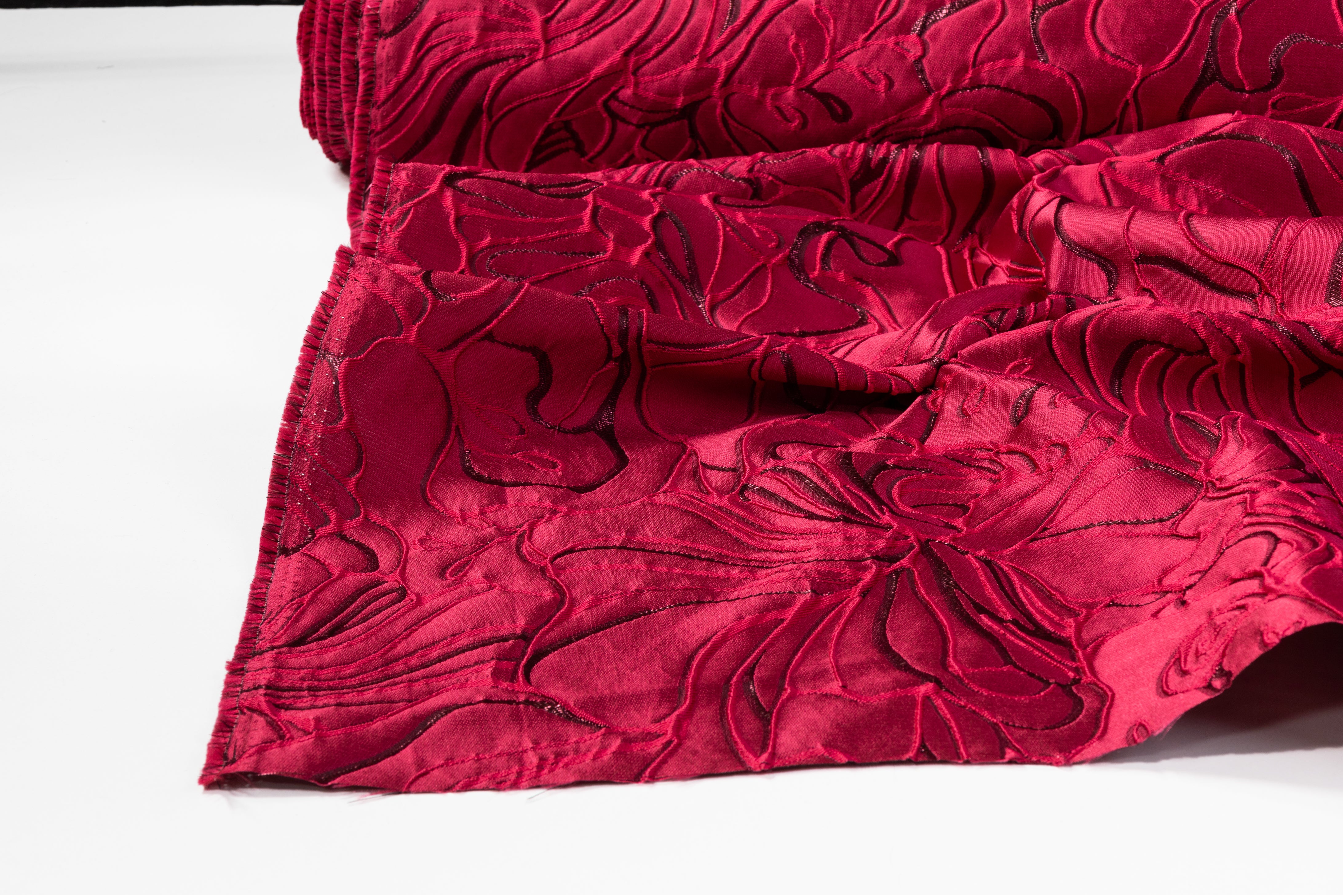 Abstract Metallic Italian Silk Blend Cloqué - Magenta