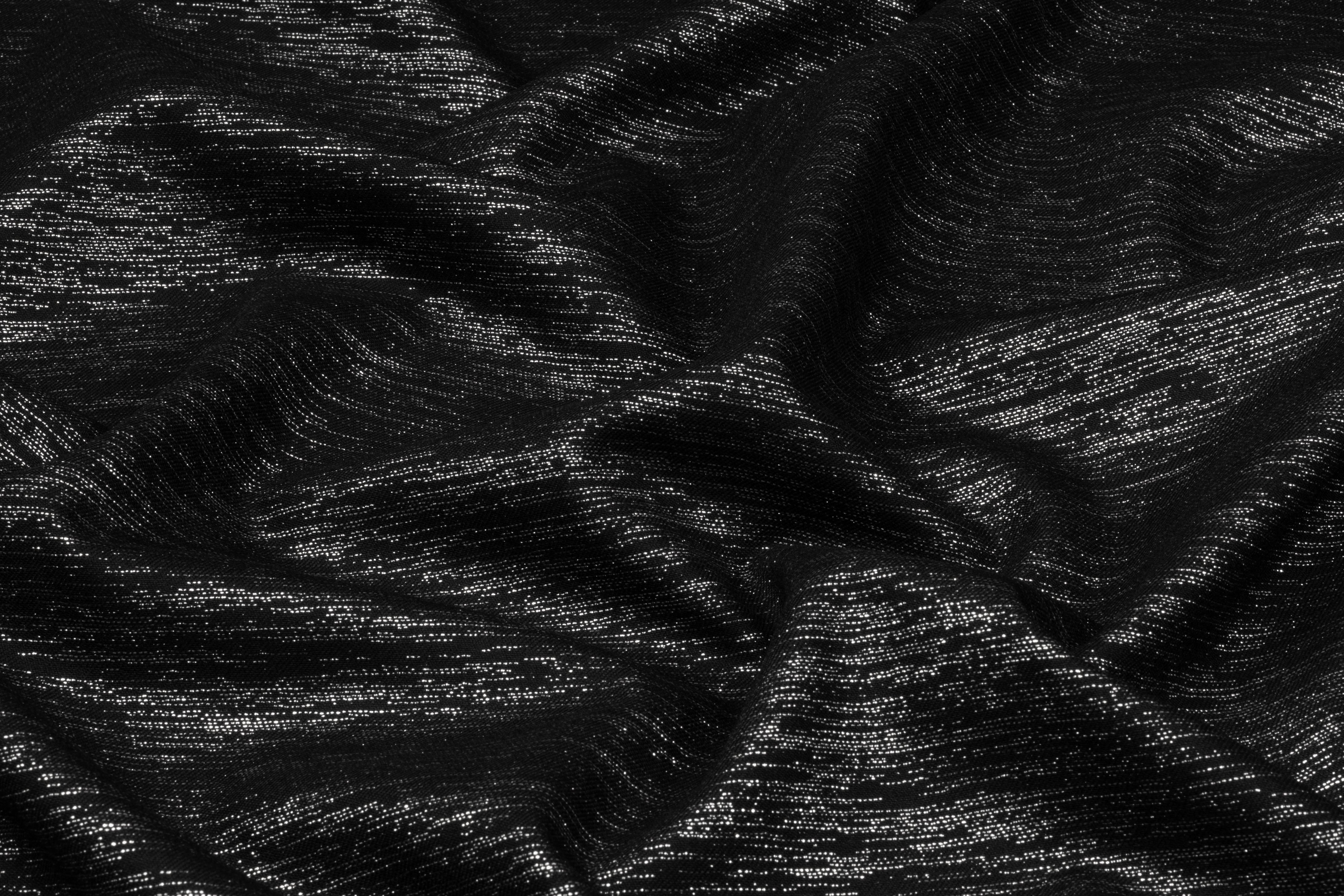 Metallic Italian Wool Flannel Suiting - Black / Silver