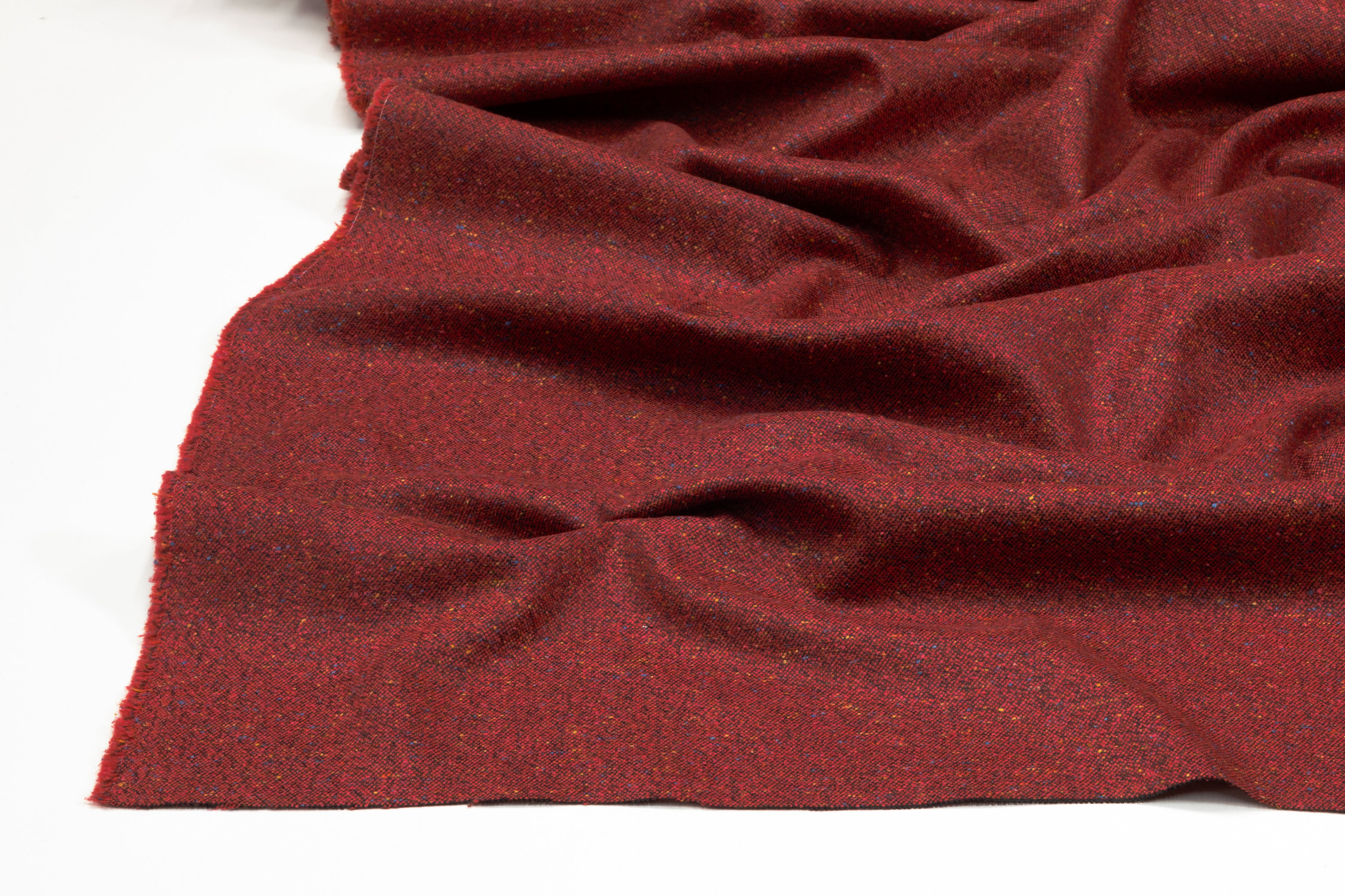 Italian Wool Blend Tweed Suiting - Brick Red