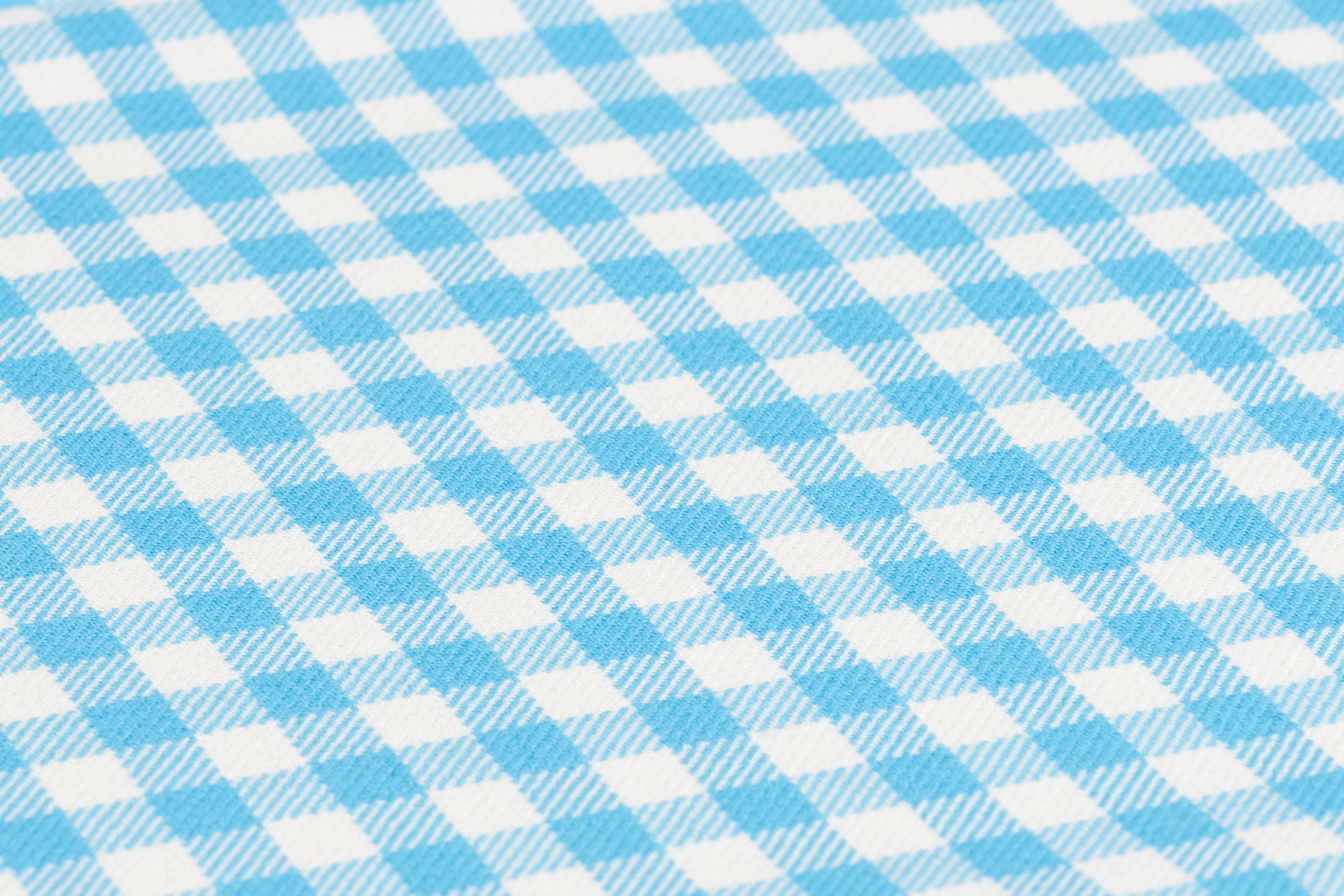 Gingham Checked Italian Wool Suiting - Blue / Off White