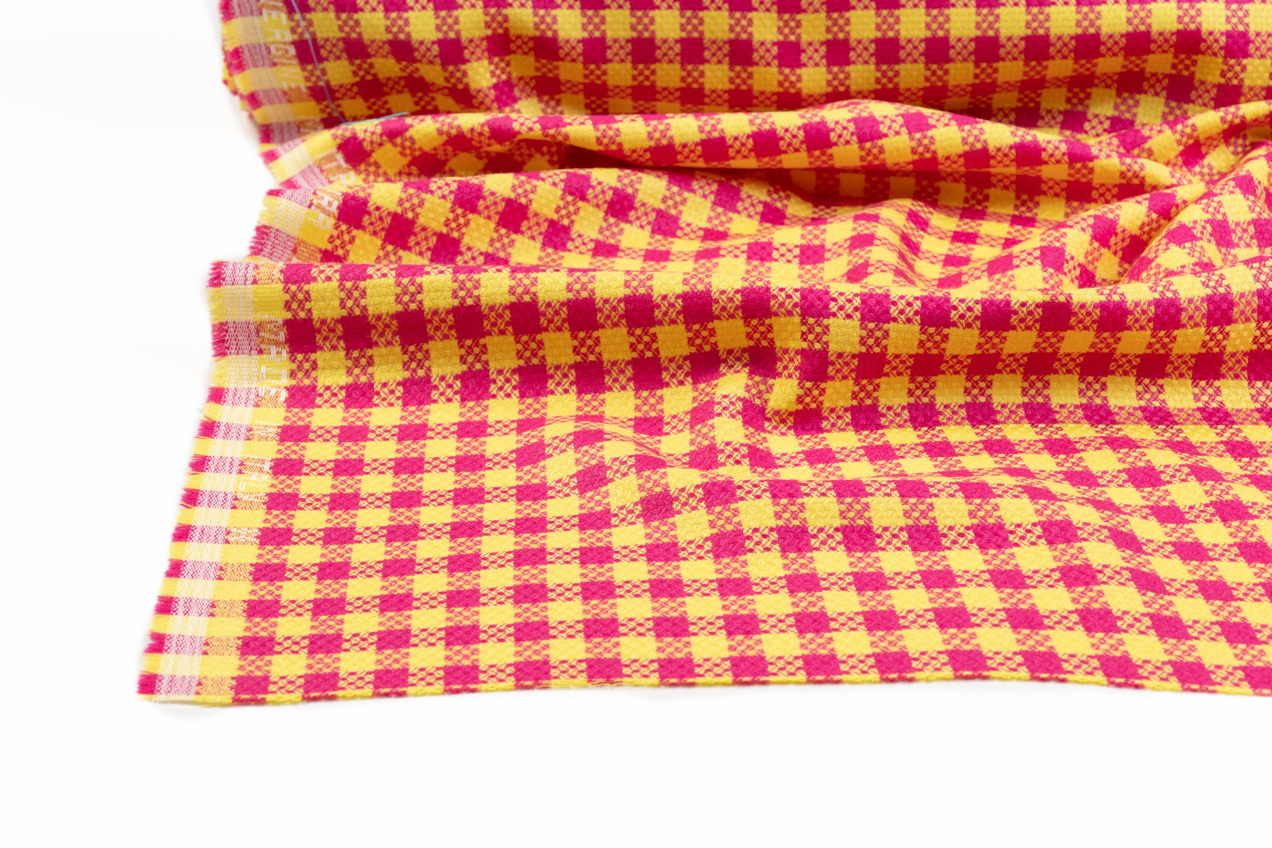 Checked Italian Wool Suiting - Pink / Yellow