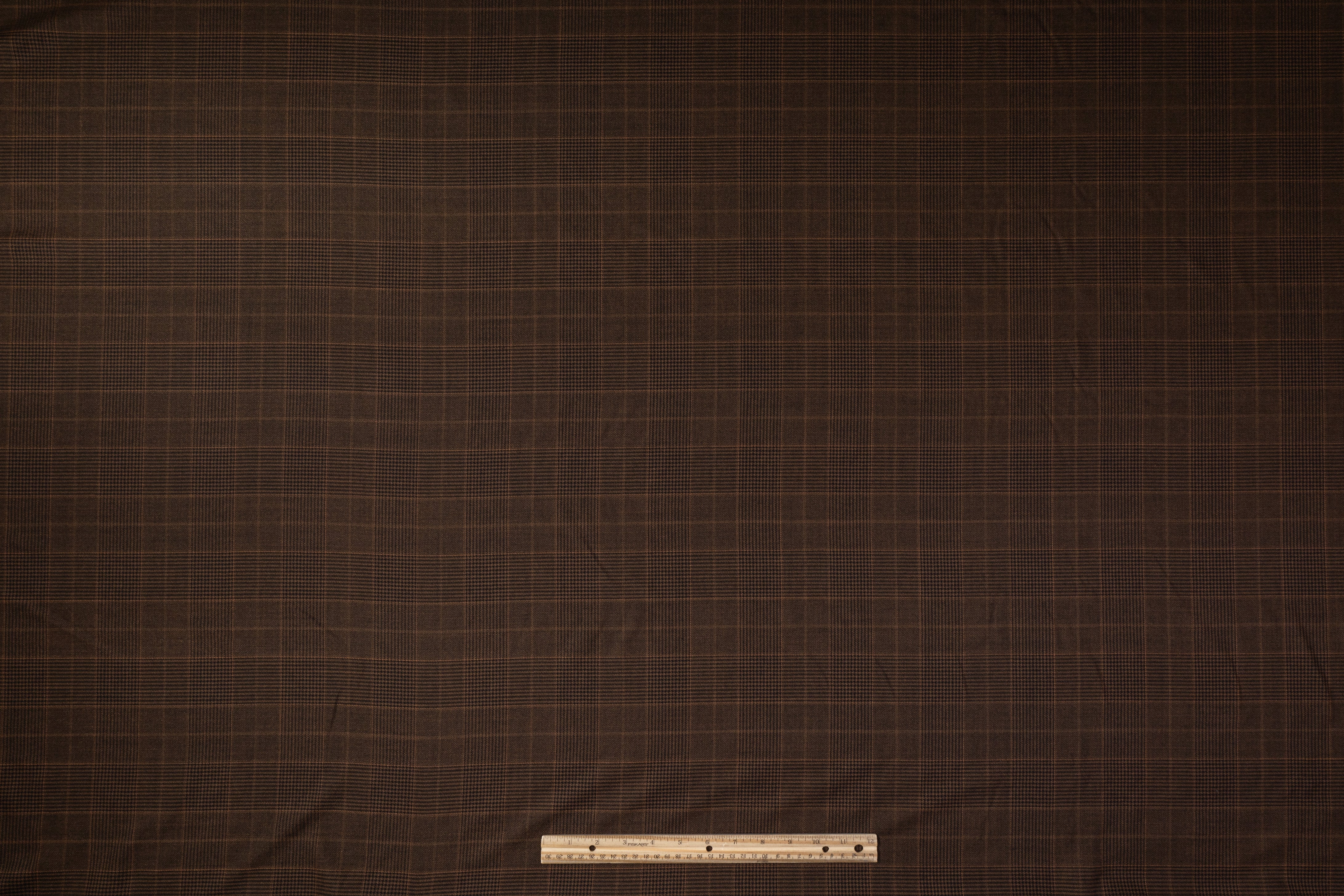 Tallia di Delfino - Glen Check Italian Silk and Wool Suiting - Brown