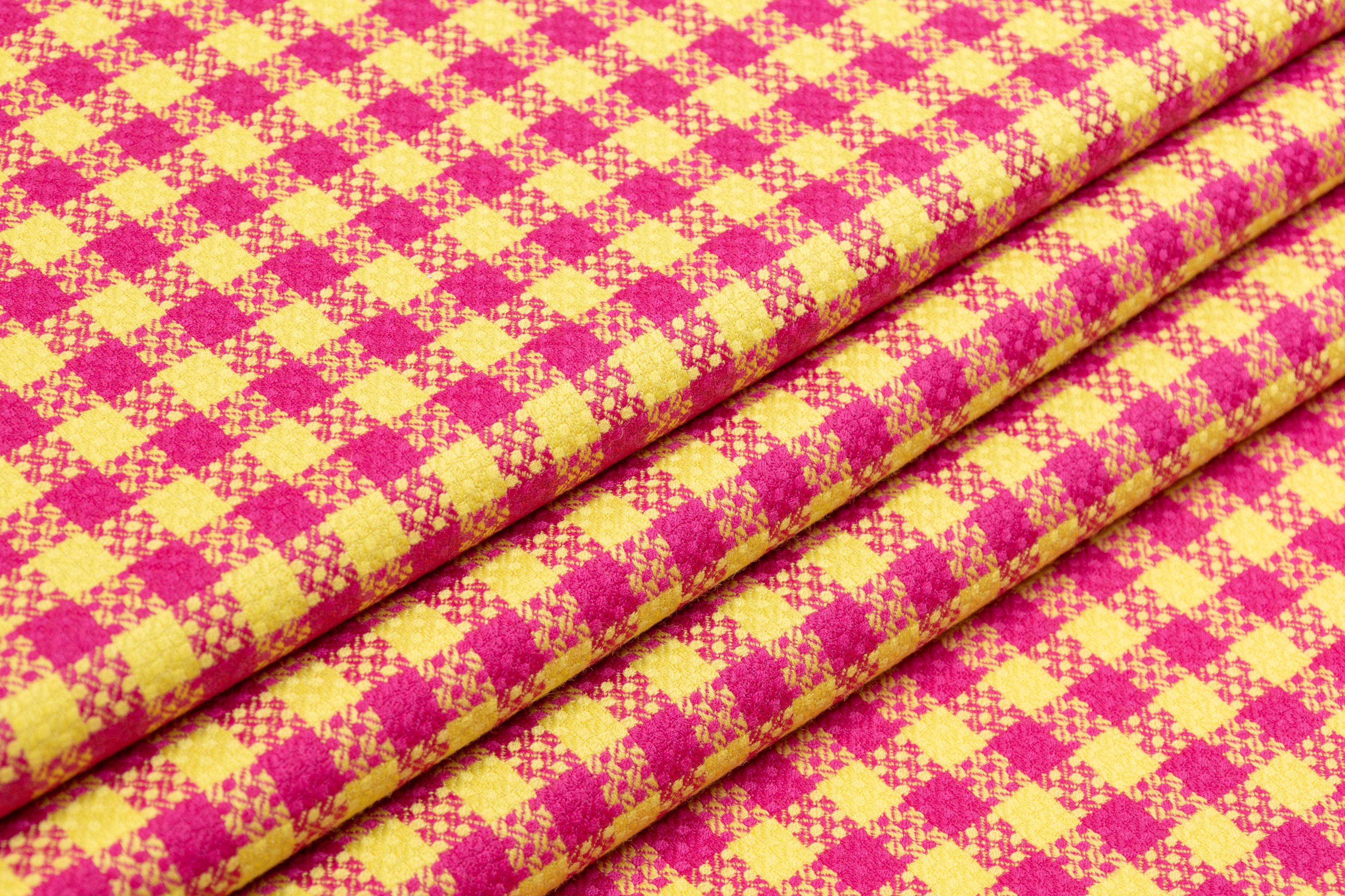Checked Italian Wool Suiting - Pink / Yellow