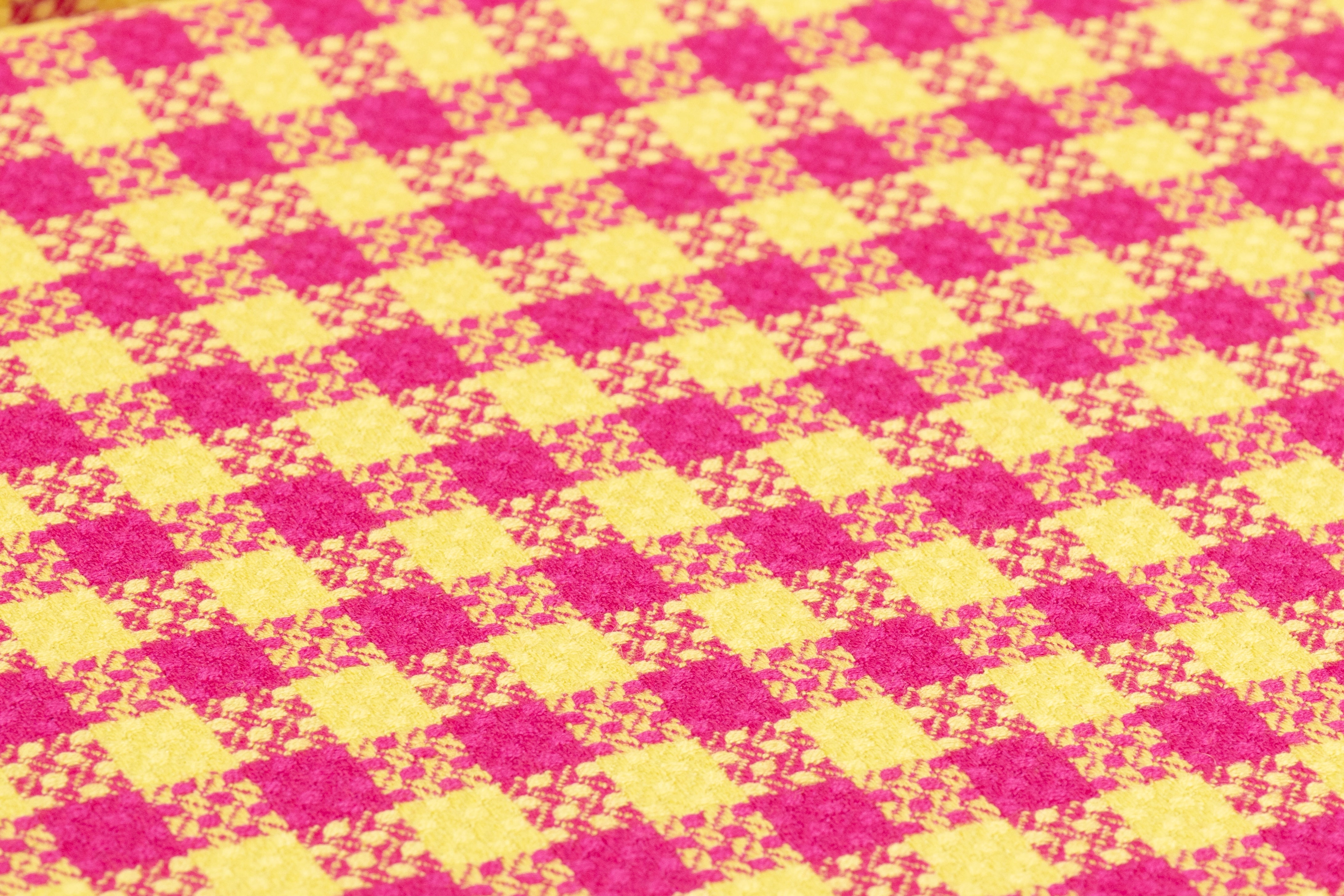 Checked Italian Wool Suiting - Pink / Yellow