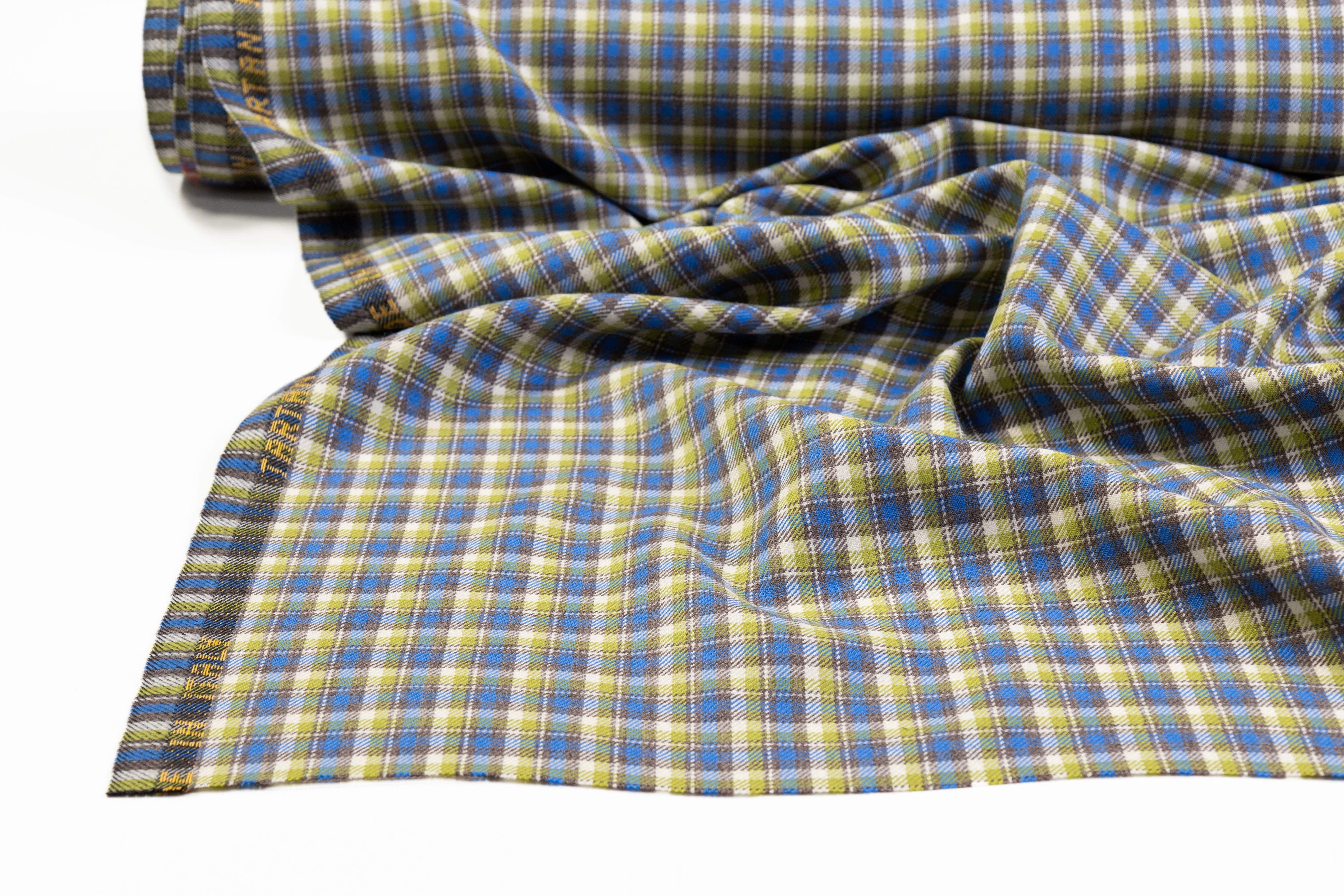 Checked Italian Wool Suiting - Green / Blue / Brown