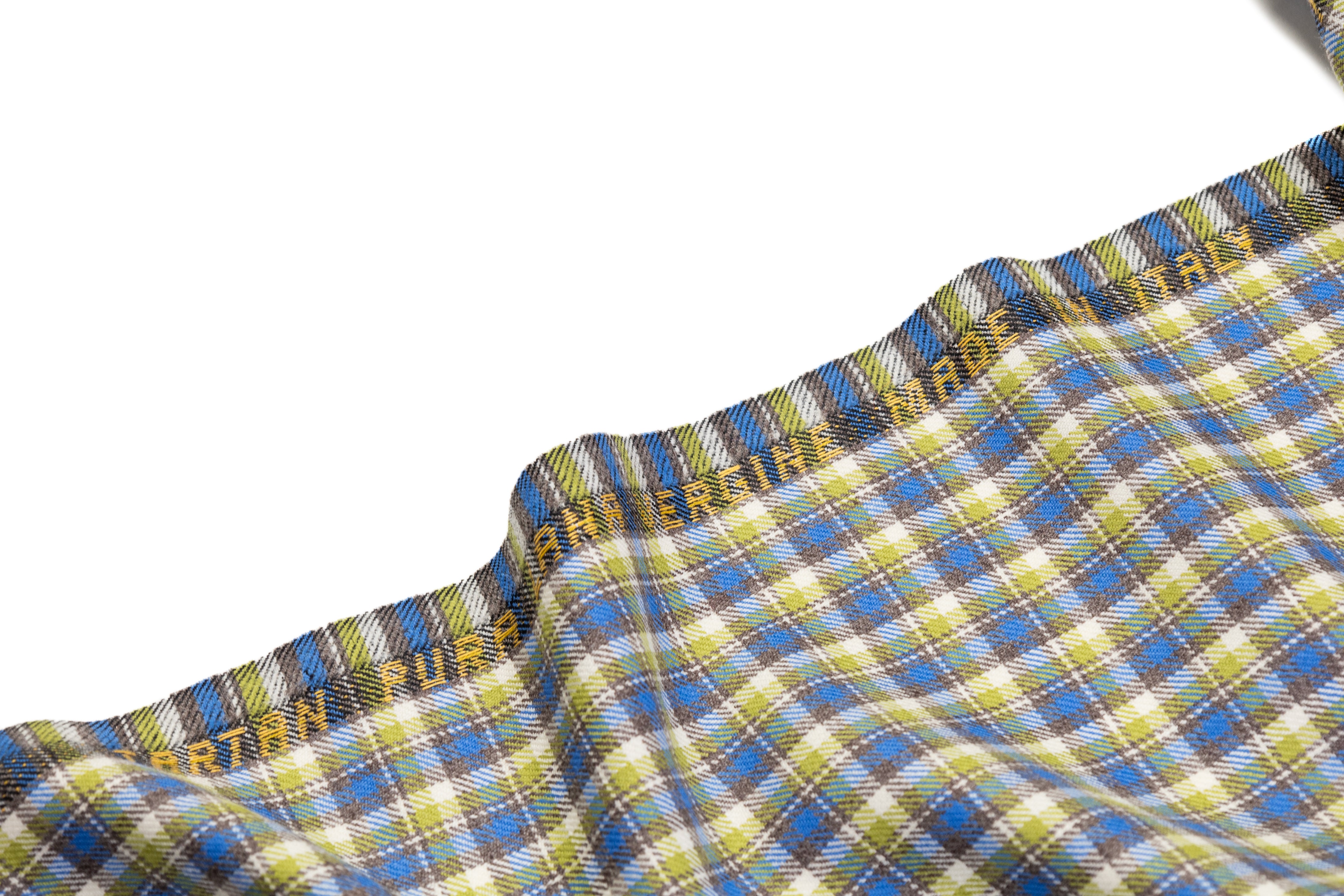 Checked Italian Wool Suiting - Green / Blue / Brown