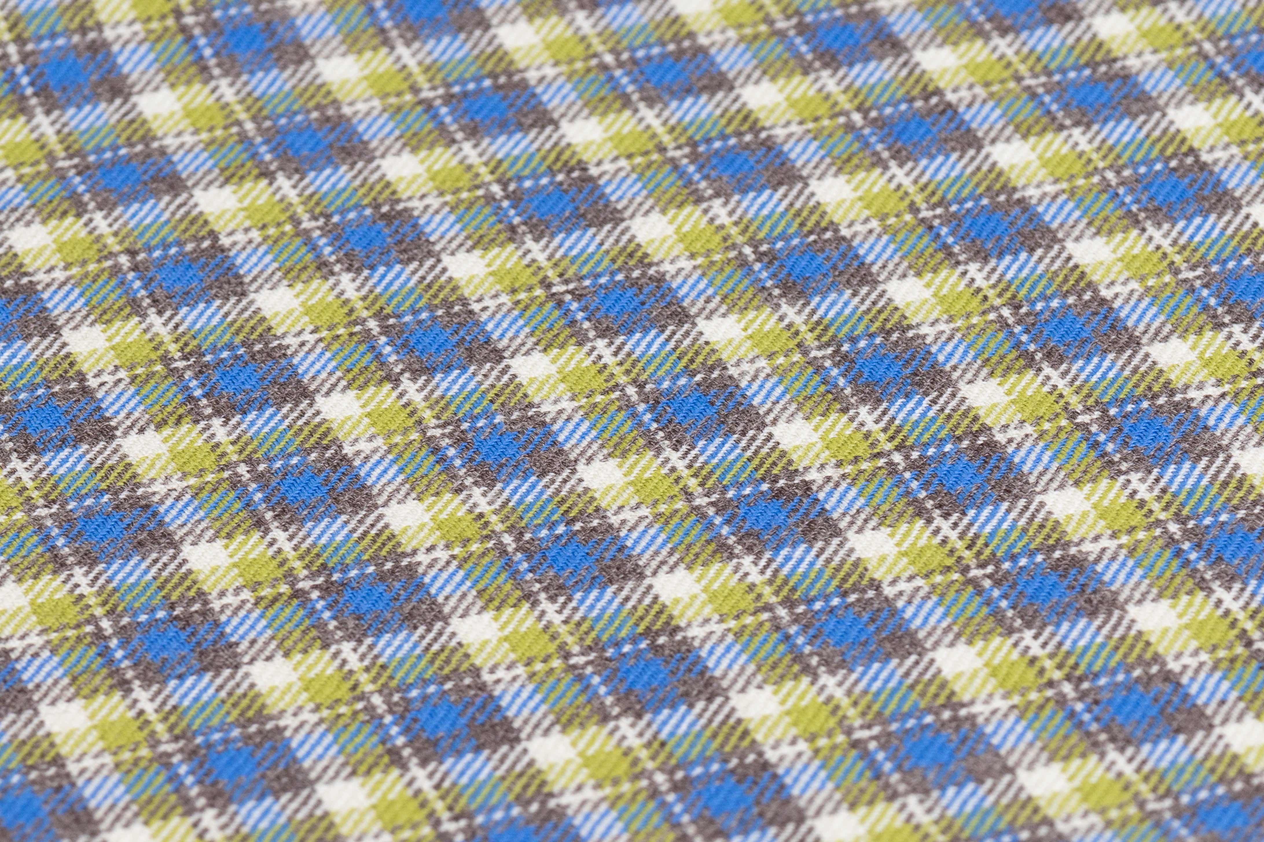 Checked Italian Wool Suiting - Green / Blue / Brown