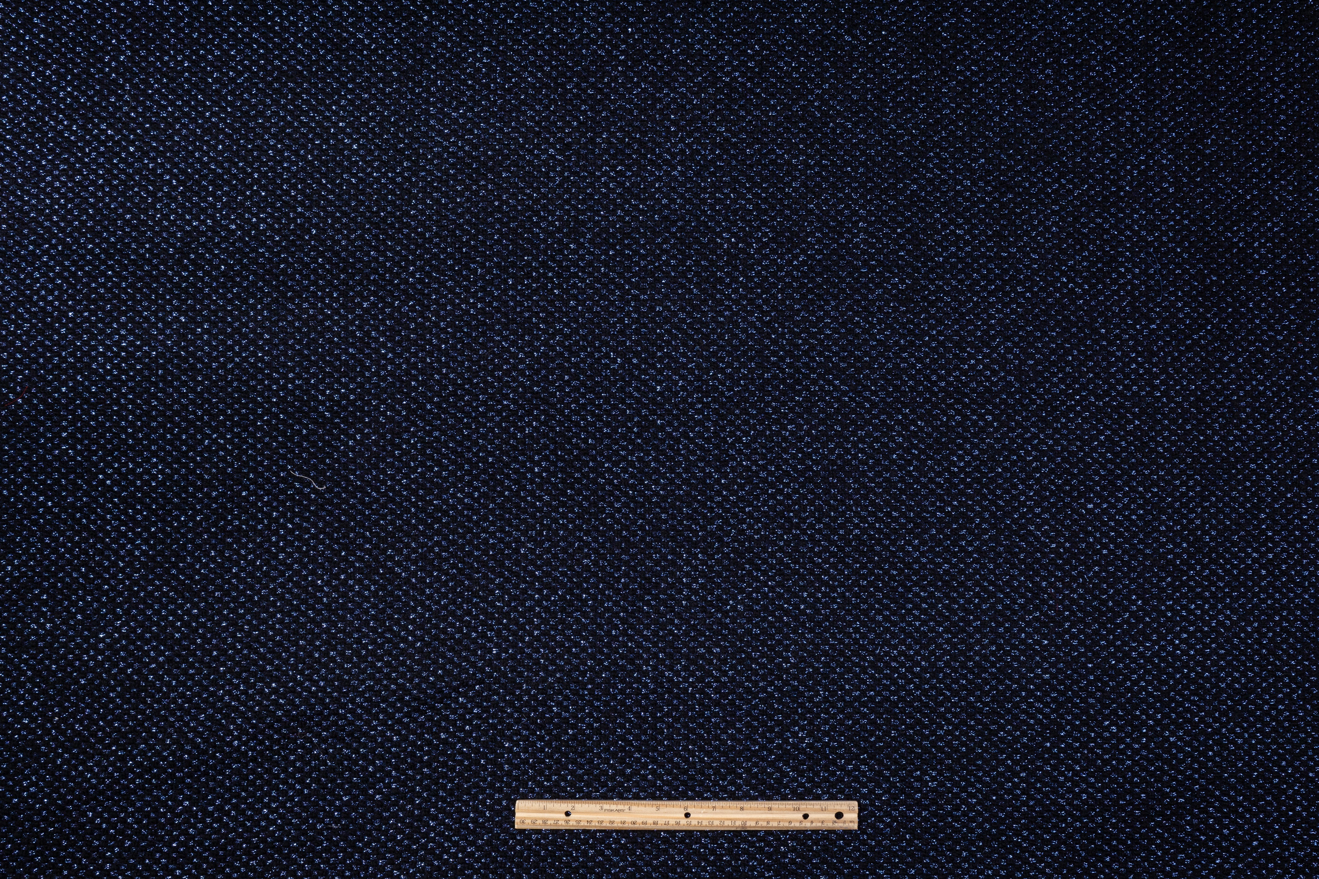 Metallic Italian Wool Tweed - Blue / Black