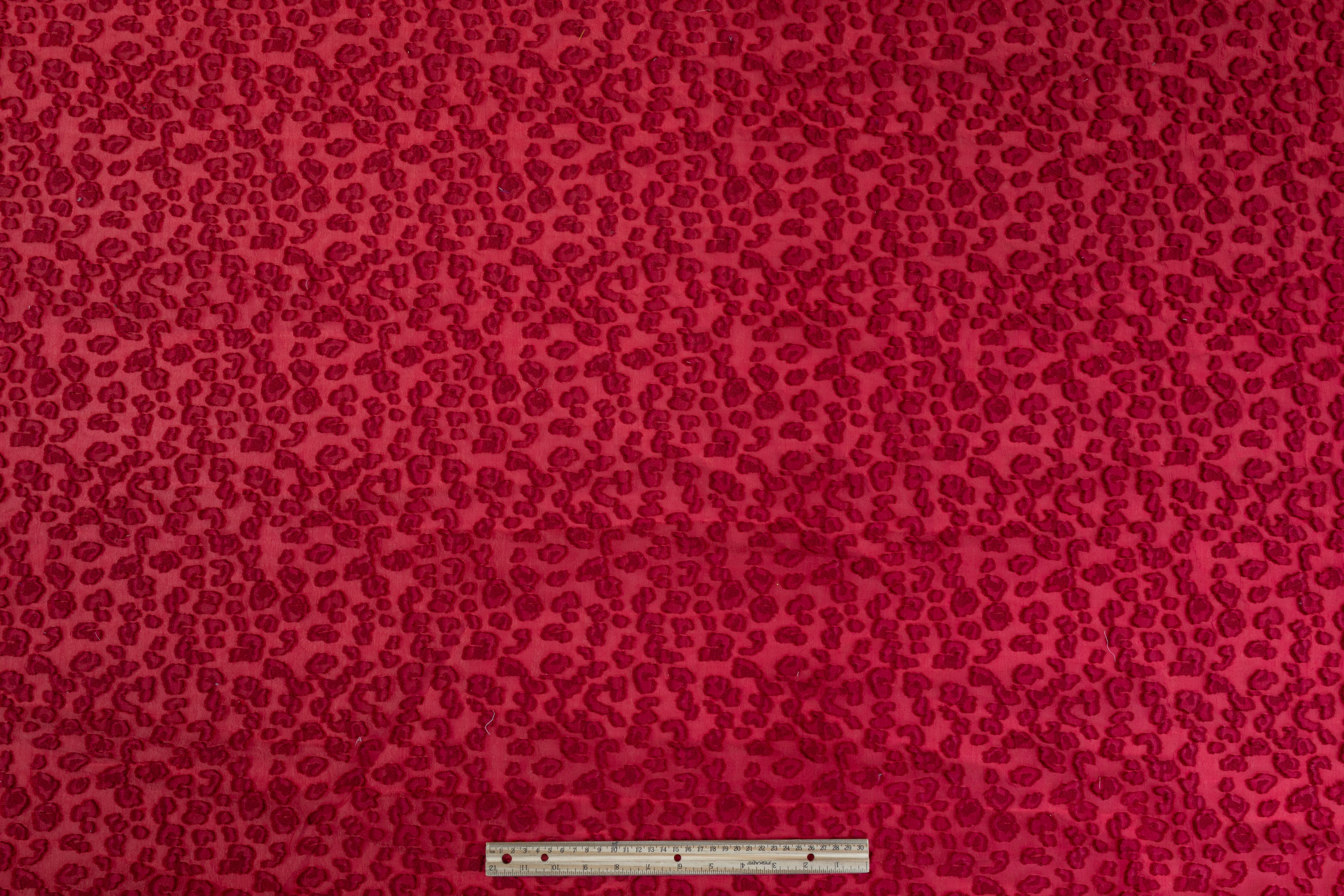Cheetah Design Silk Organza Fil Coupé - Maroon