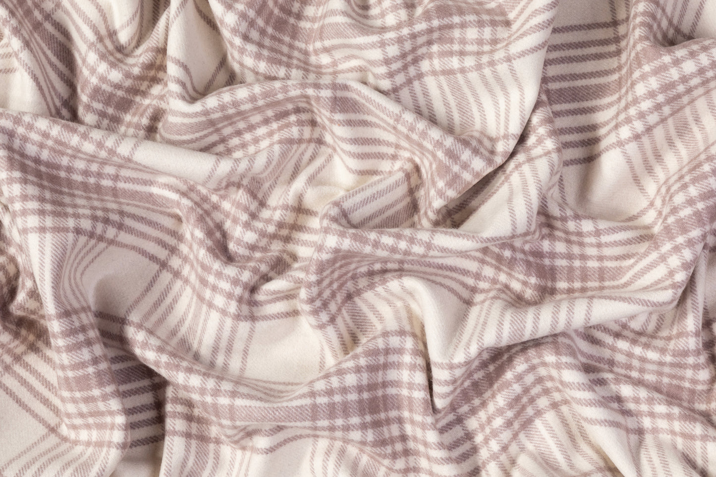 Checked Italian Wool Nylon Coating - Off White/ Light Mauve