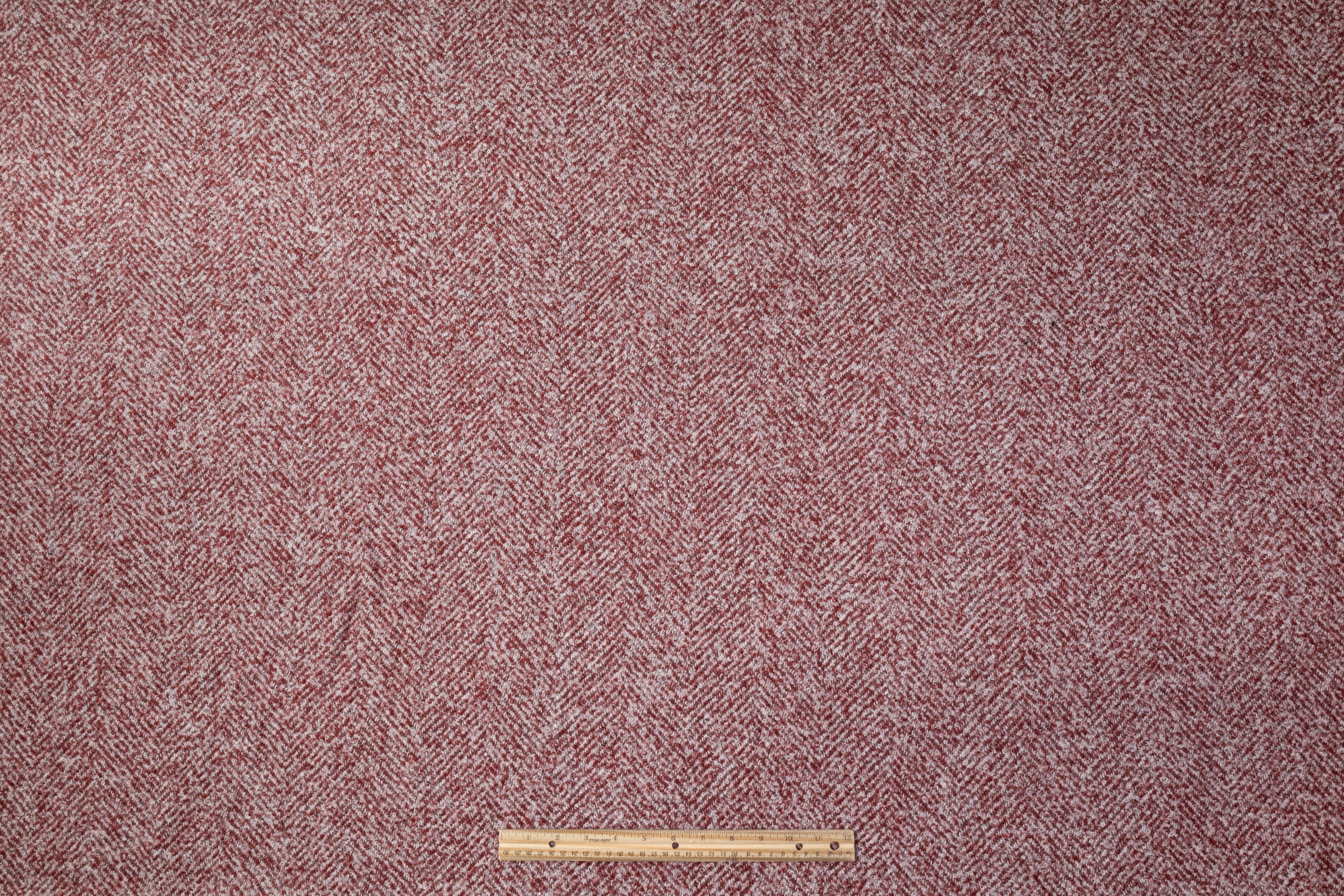 Two-Tone Herringbone Italian Wool Boucle - Off White / Brick Red