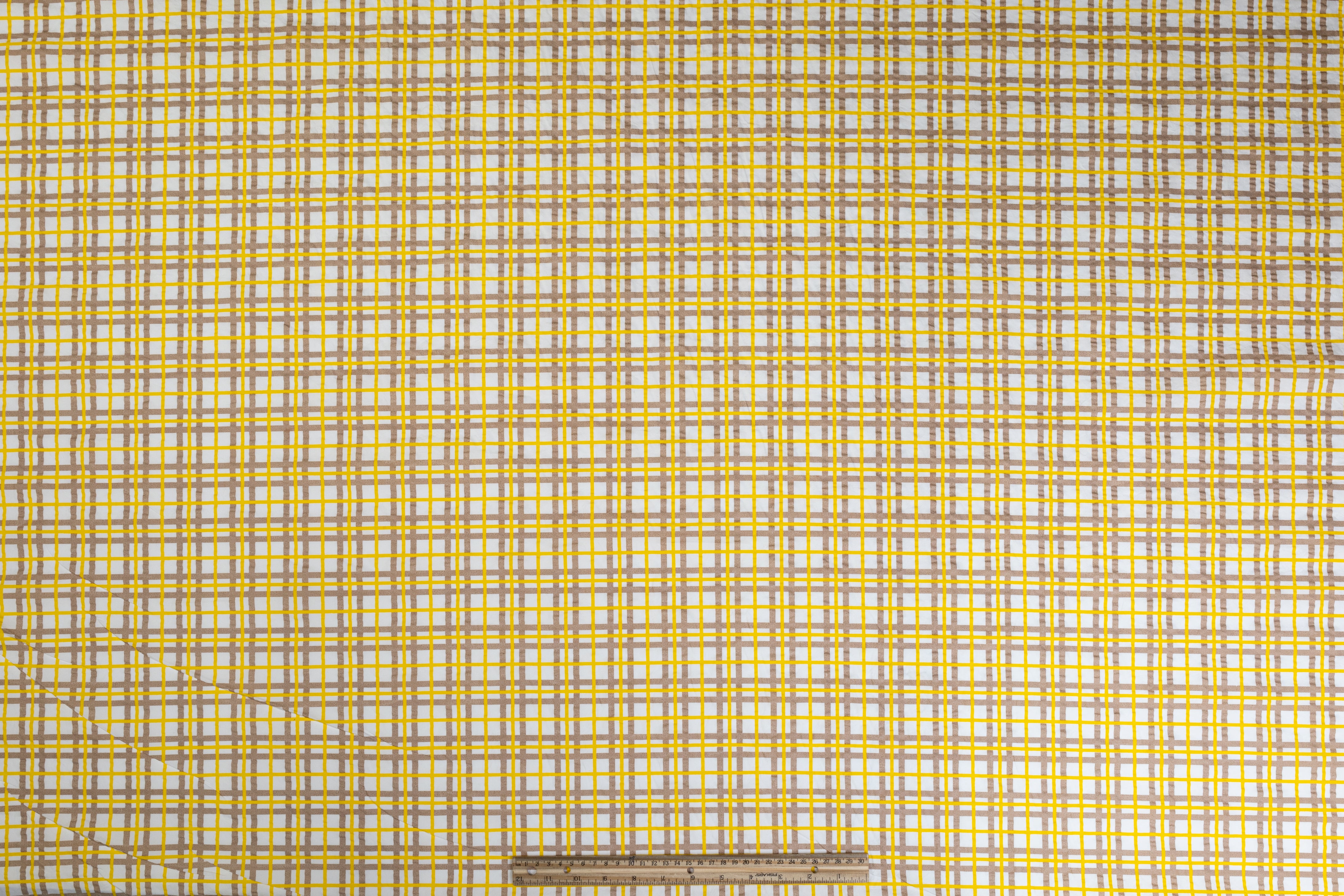 Plaid Crushed Taffeta - Yellow / White / Brown