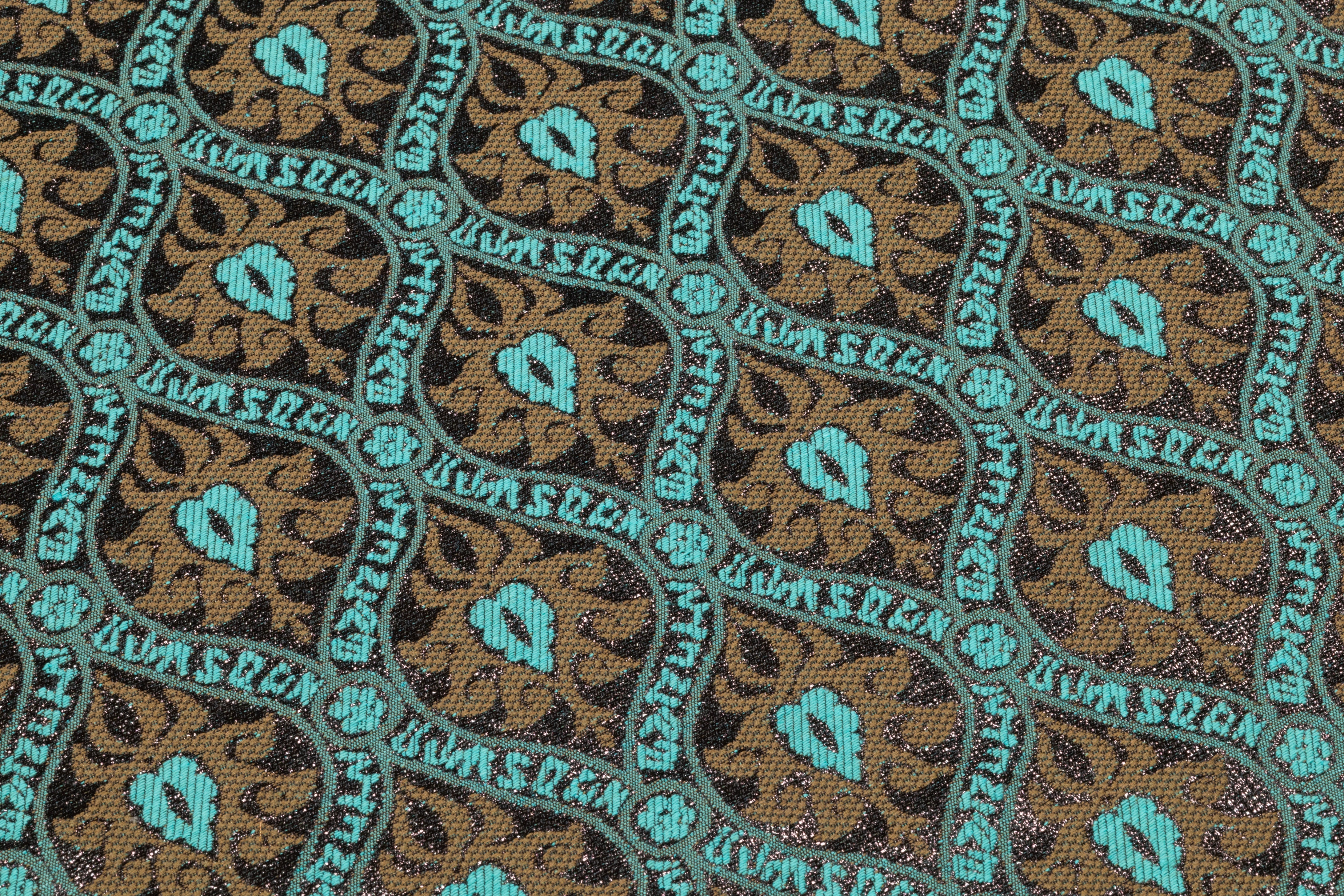 Ornamental Metallic Italian Cotton Blend Brocade - Teal / Bronze