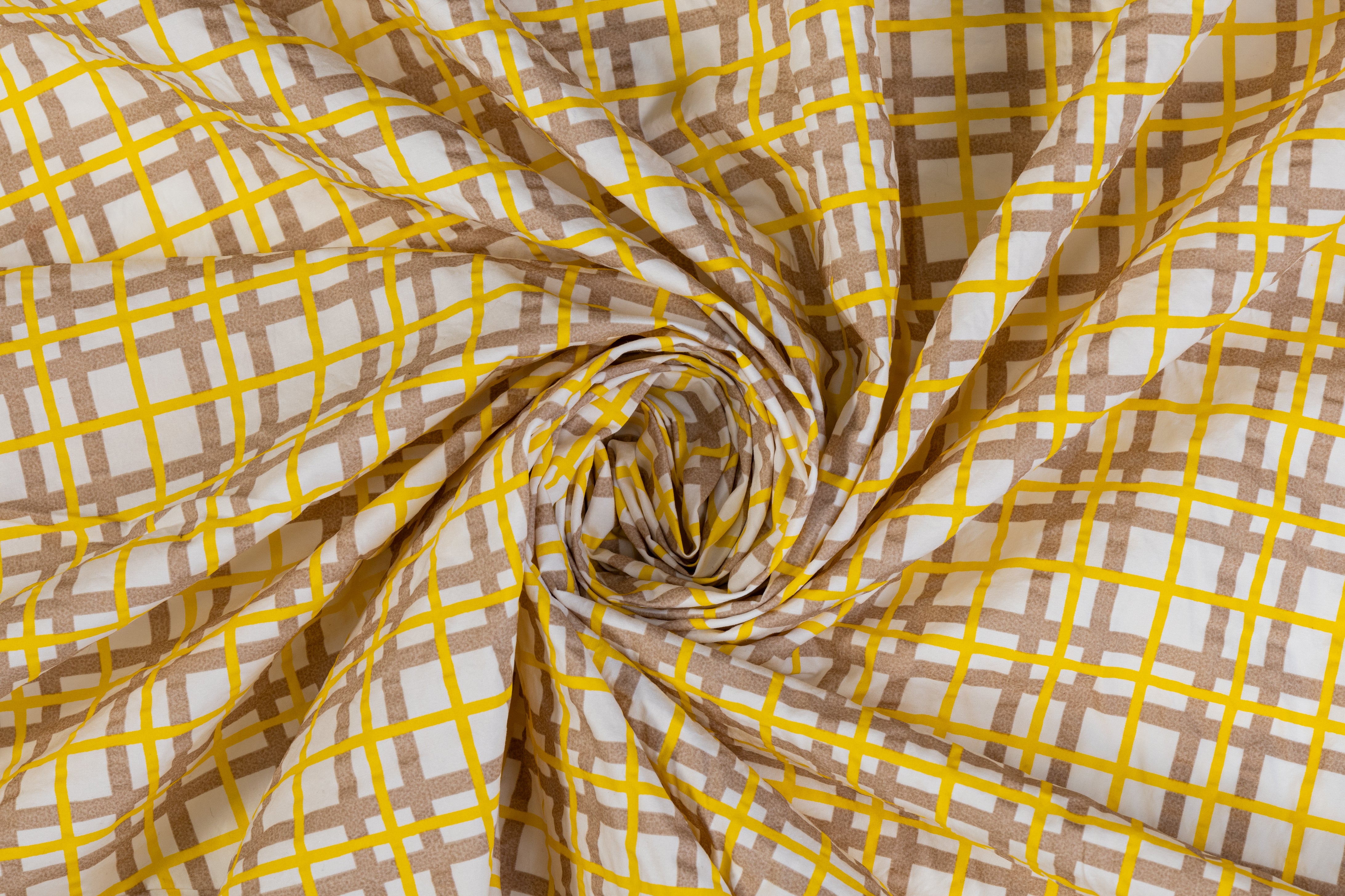 Plaid Crushed Taffeta - Yellow / White / Brown