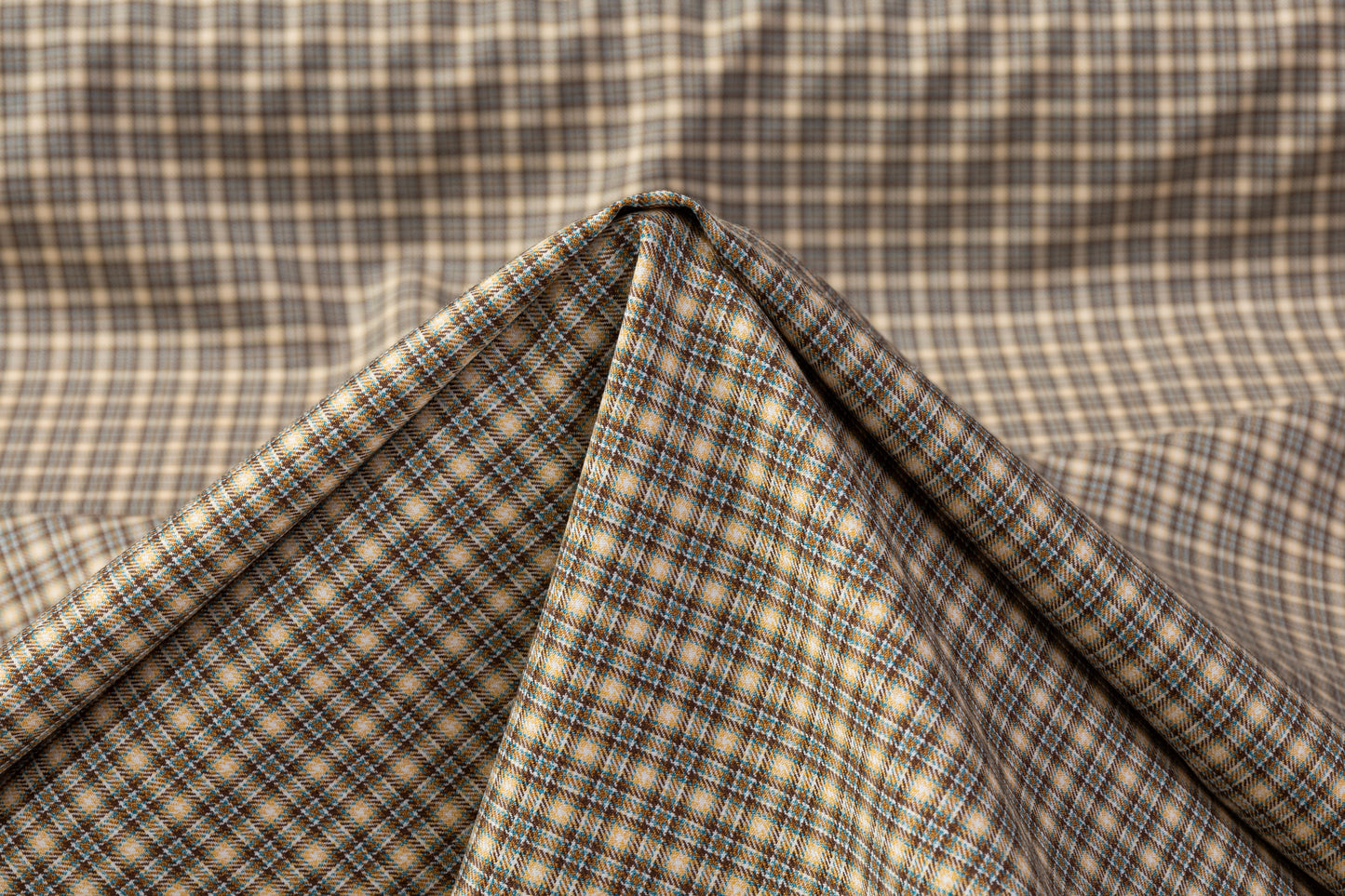 Carlo Barbera - Checked Italian Wool Suiting - Tan / Blue / Brown