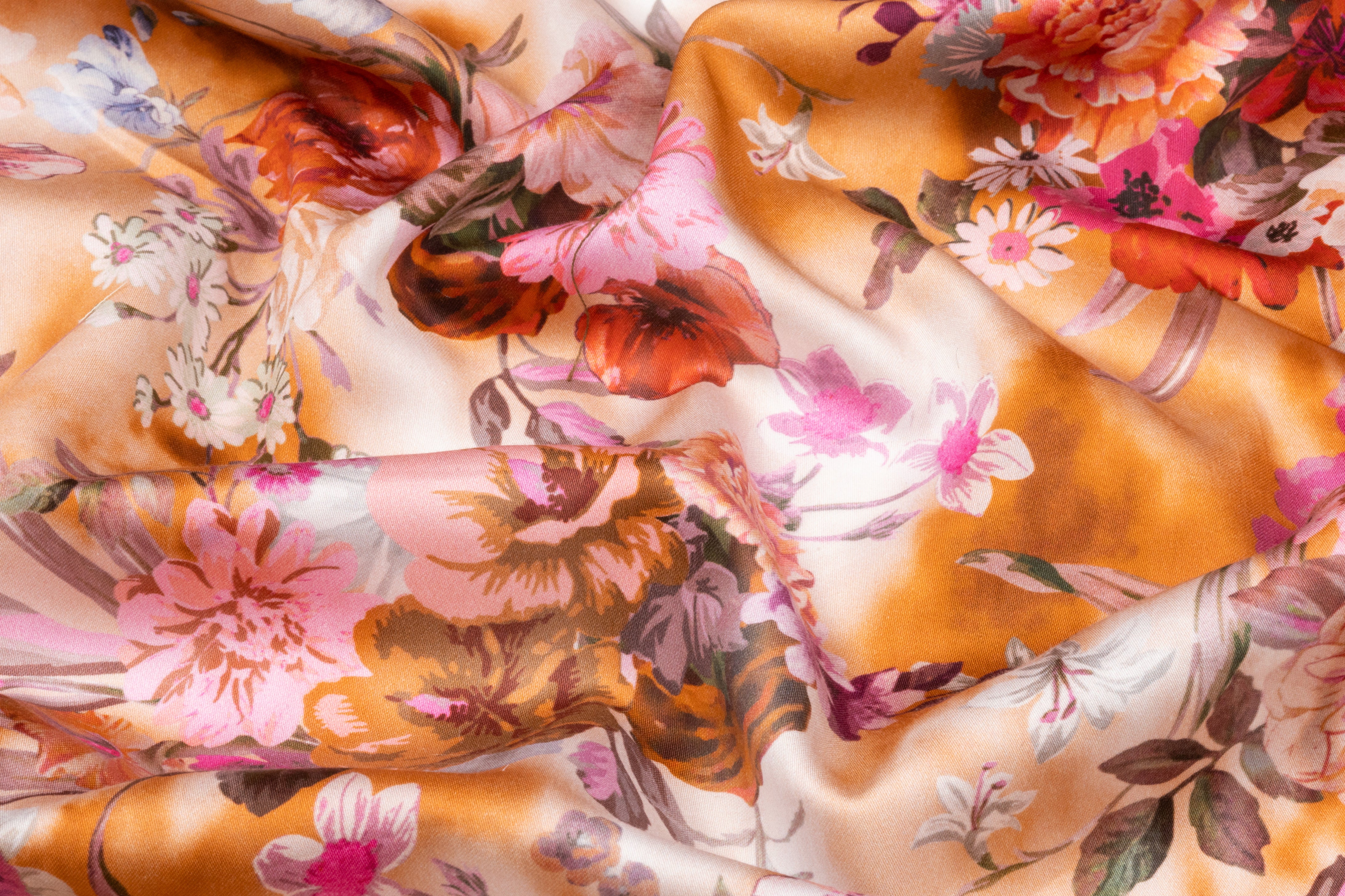 Floral Italian Cotton Print - Peach
