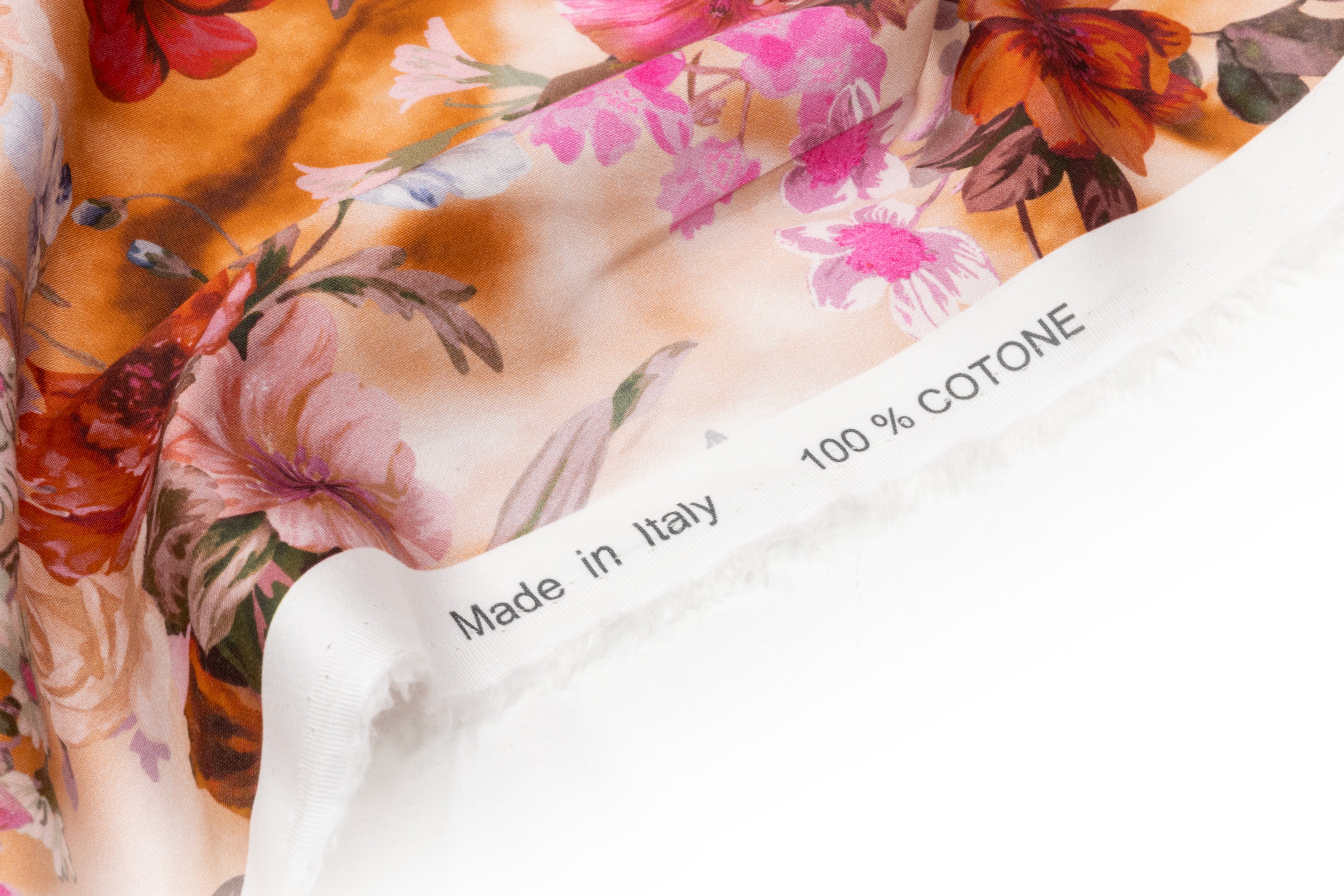 Floral Italian Cotton Print - Peach