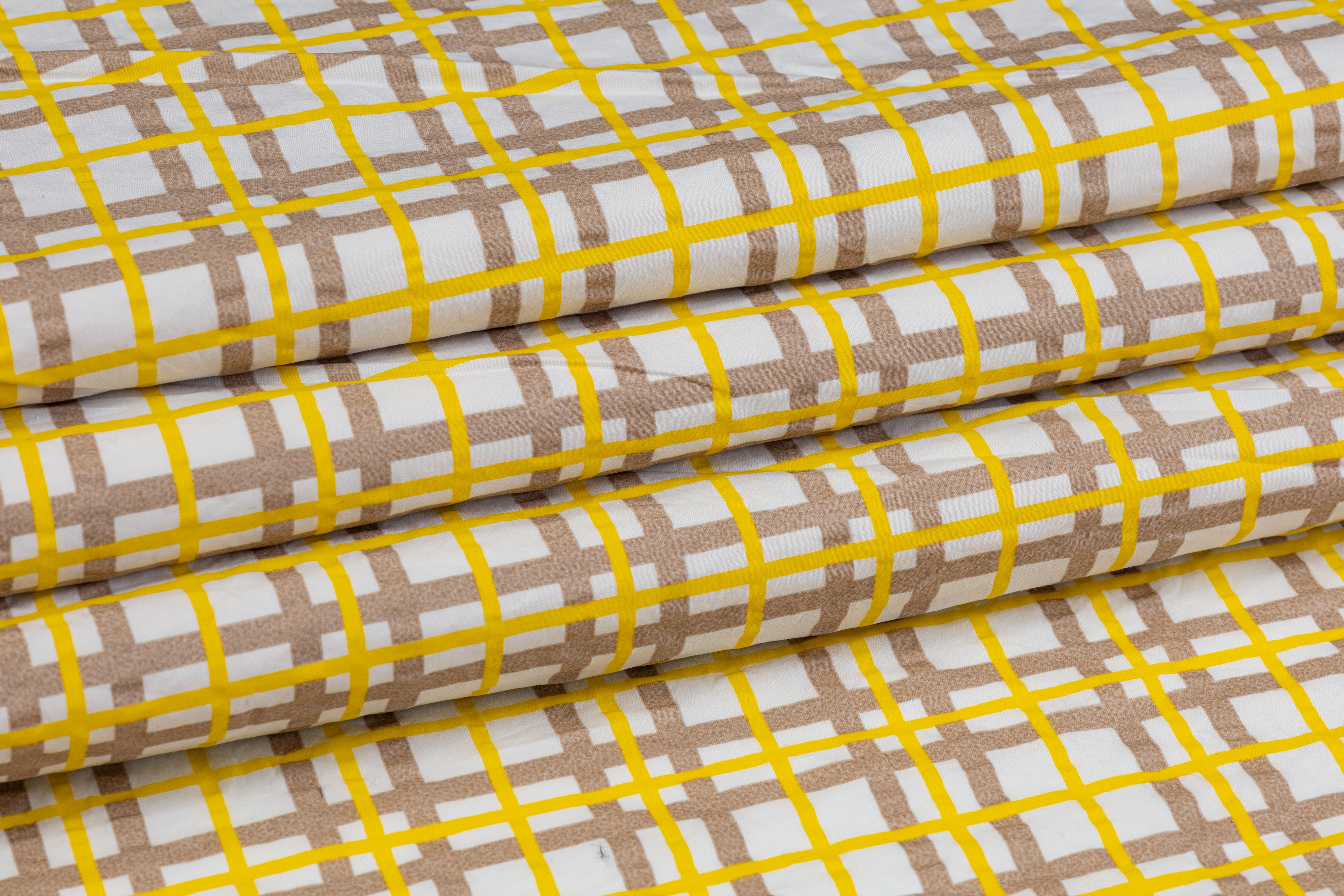 Plaid Crushed Taffeta - Yellow / White / Brown