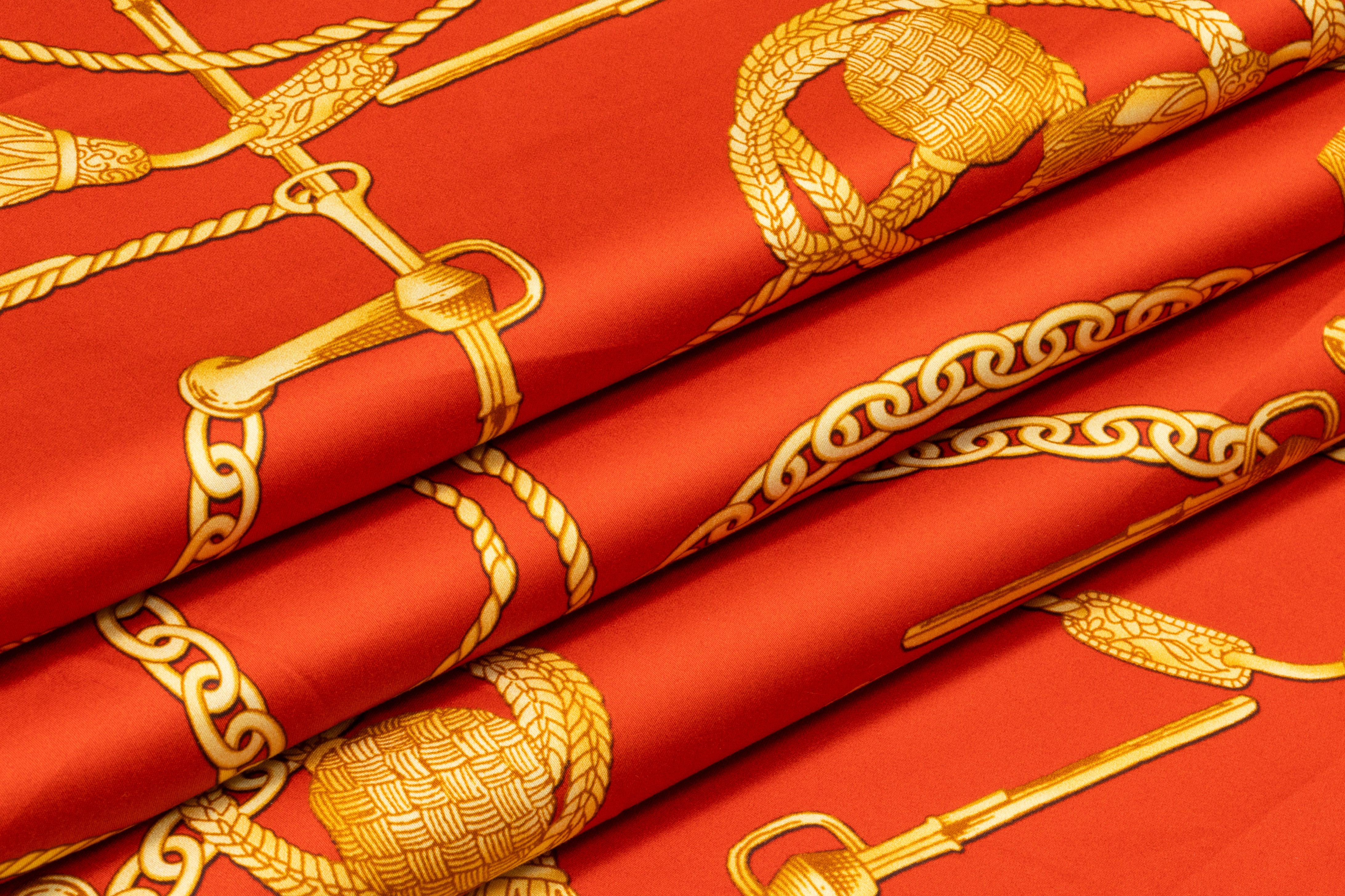 Ratti - Equestrian Rope Print Italian Cotton Sateen - Red / Gold