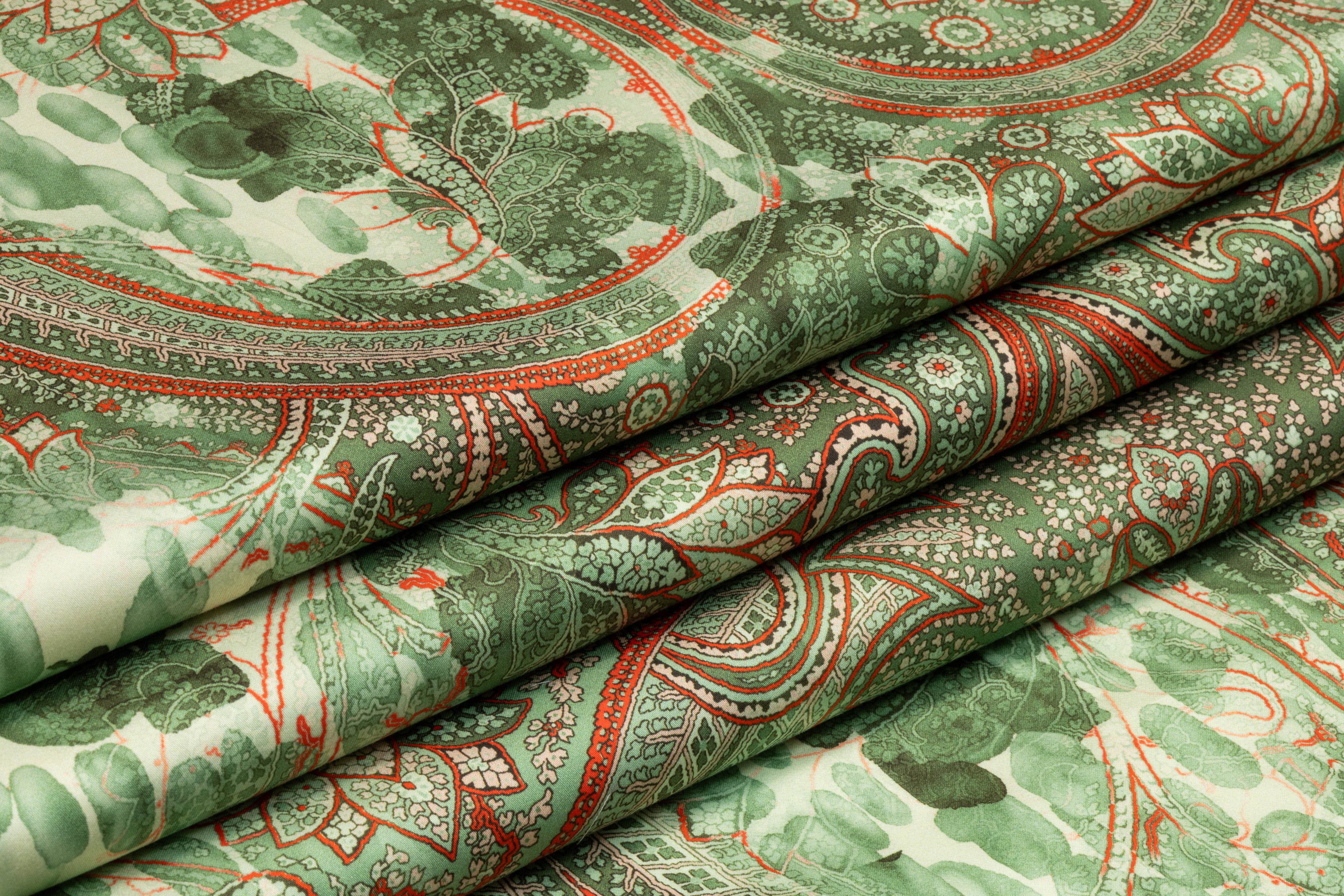 Ratti - Paisley Italian Cotton Sateen - Green / Red