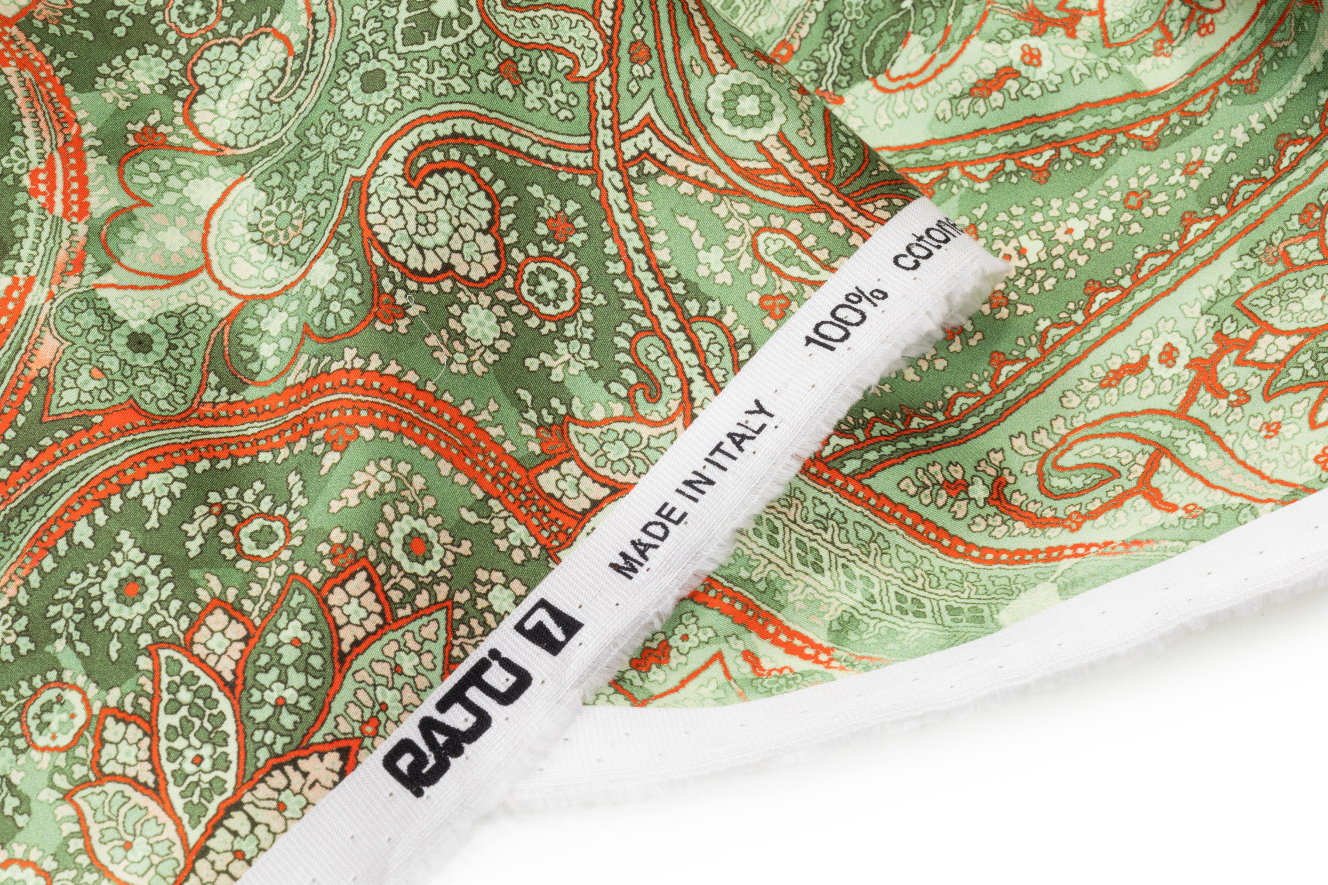 Ratti - Paisley Italian Cotton Sateen - Green / Red
