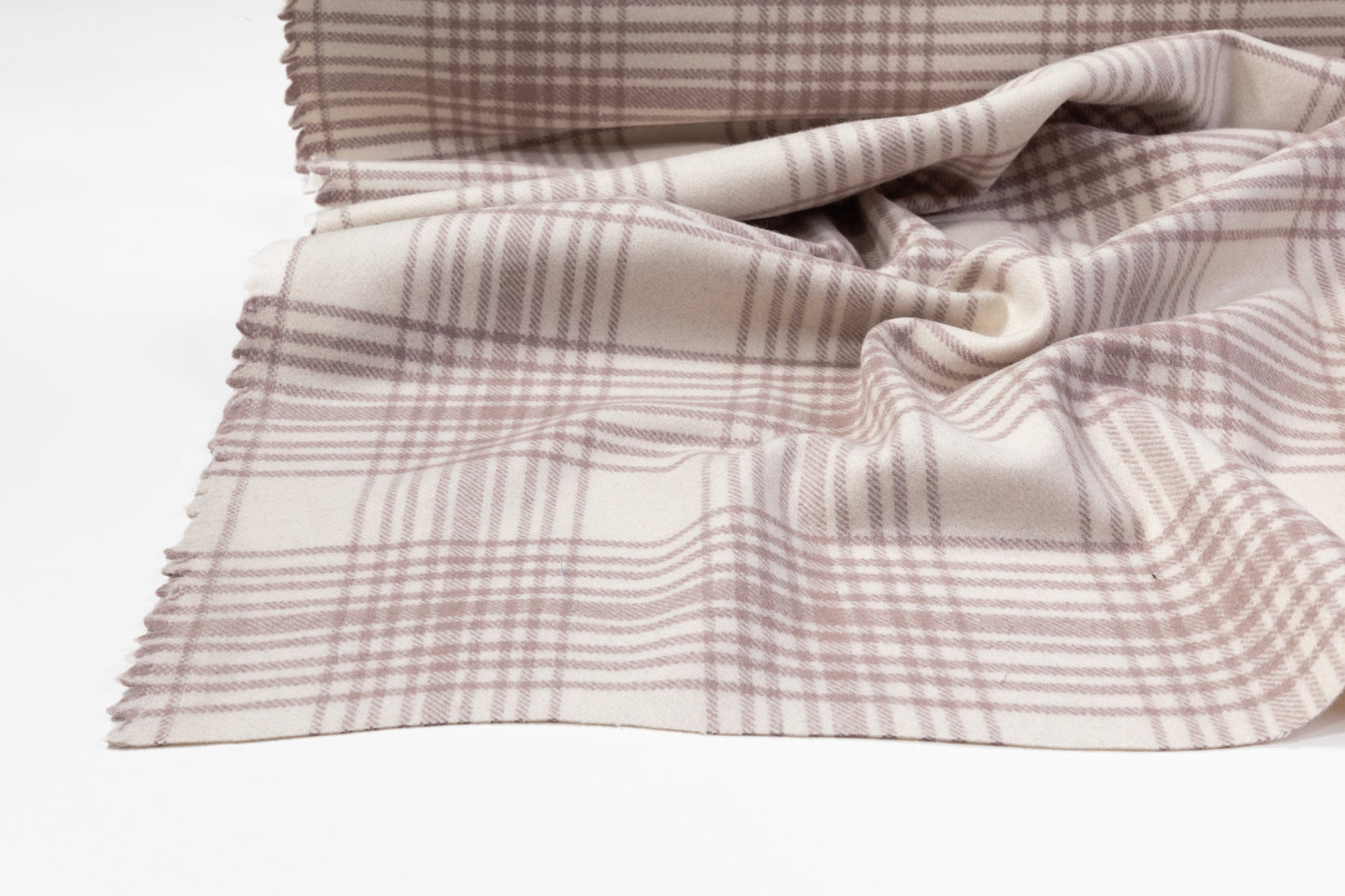 Checked Italian Wool Nylon Coating - Off White/ Light Mauve