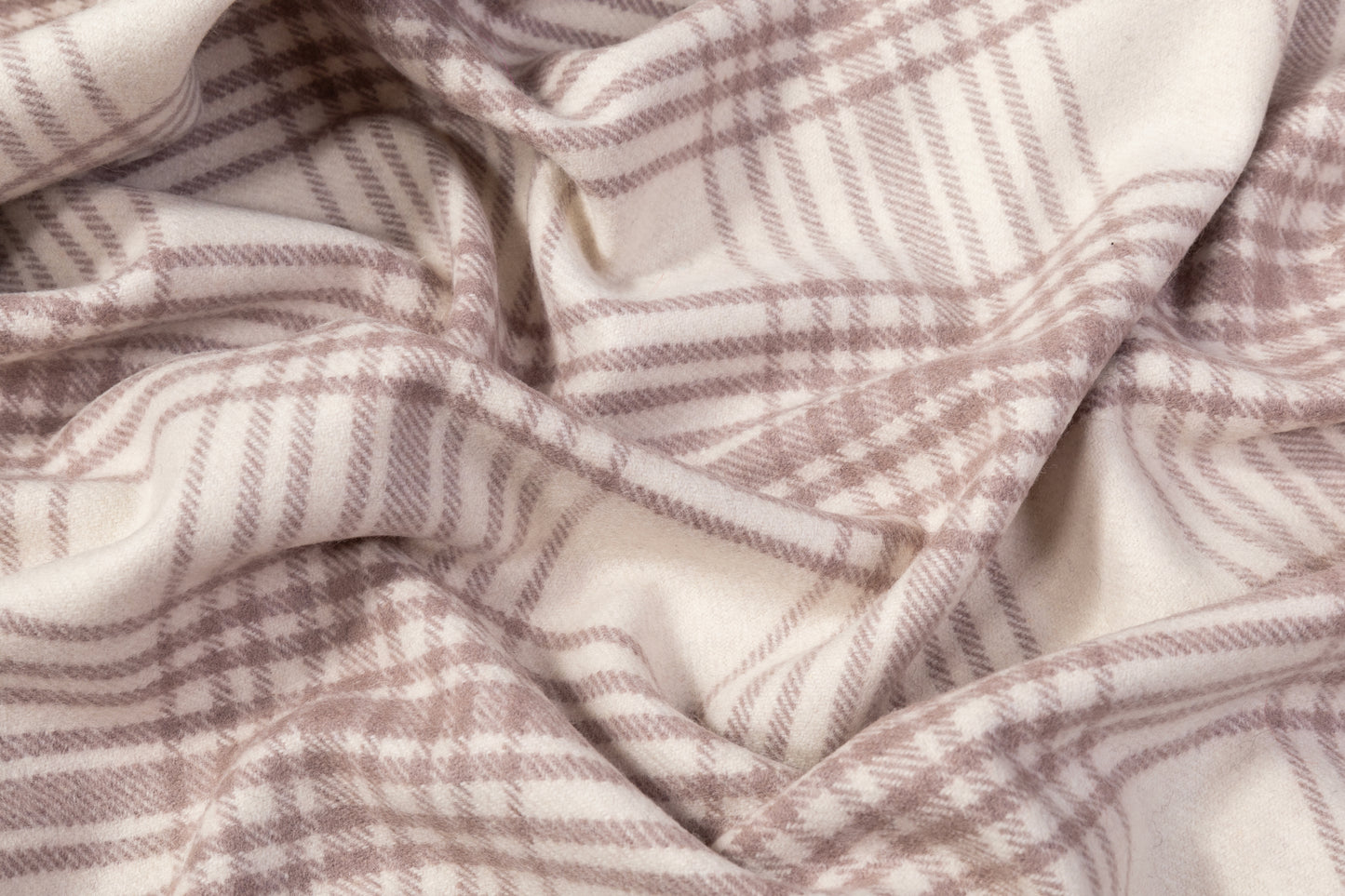 Checked Italian Wool Nylon Coating - Off White/ Light Mauve