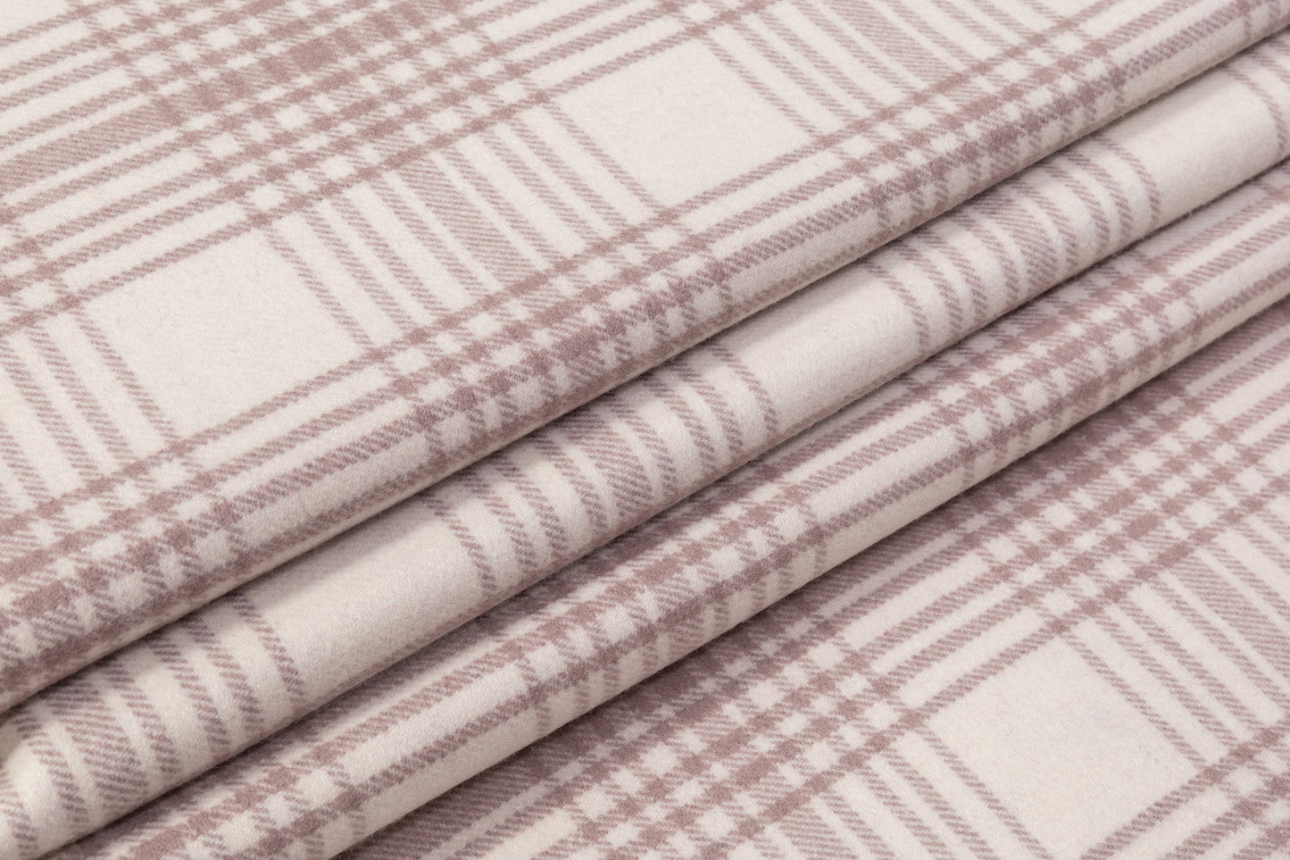 Checked Italian Wool Nylon Coating - Off White/ Light Mauve