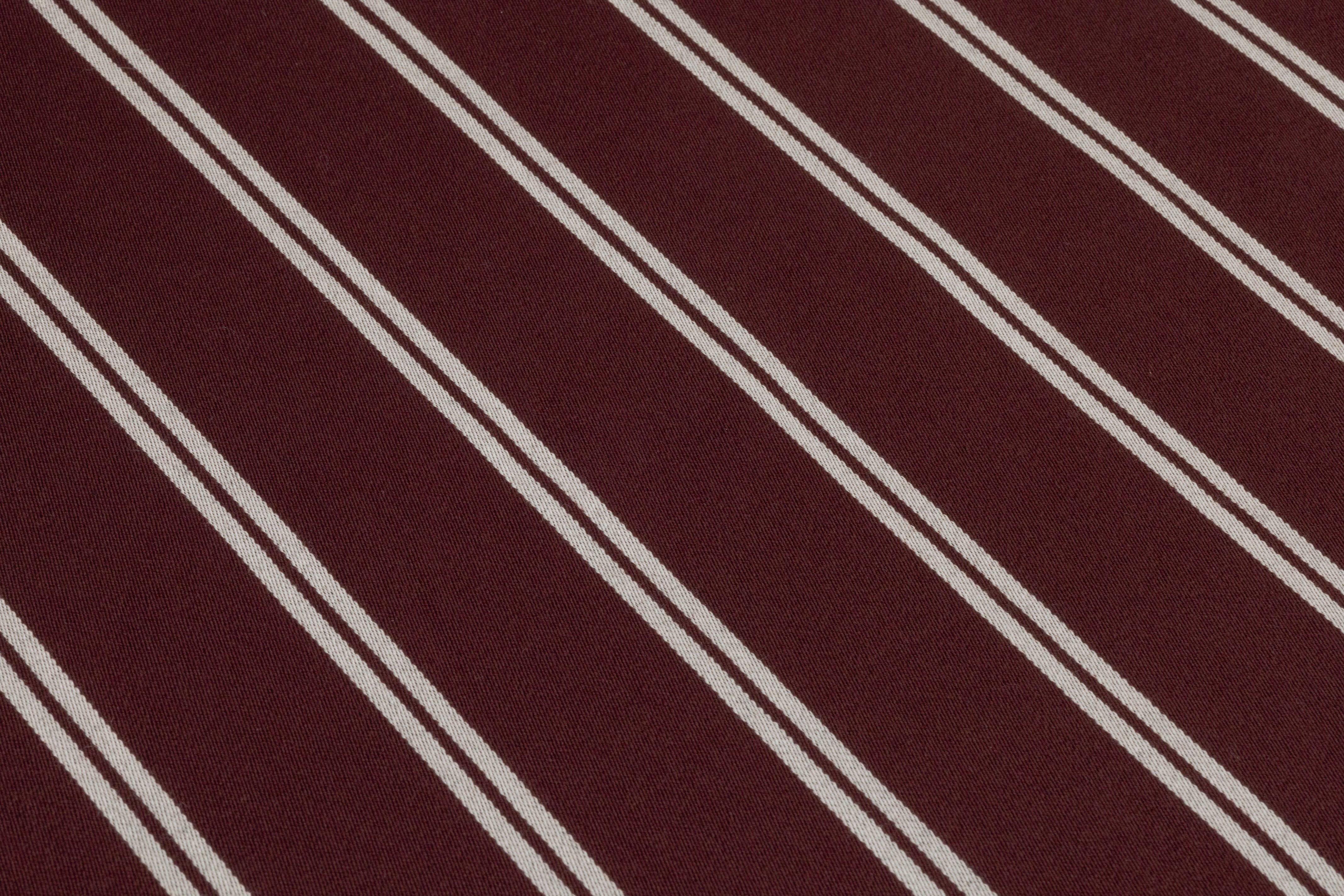 Striped Italian Cotton Wool Twill - Burgundy / White