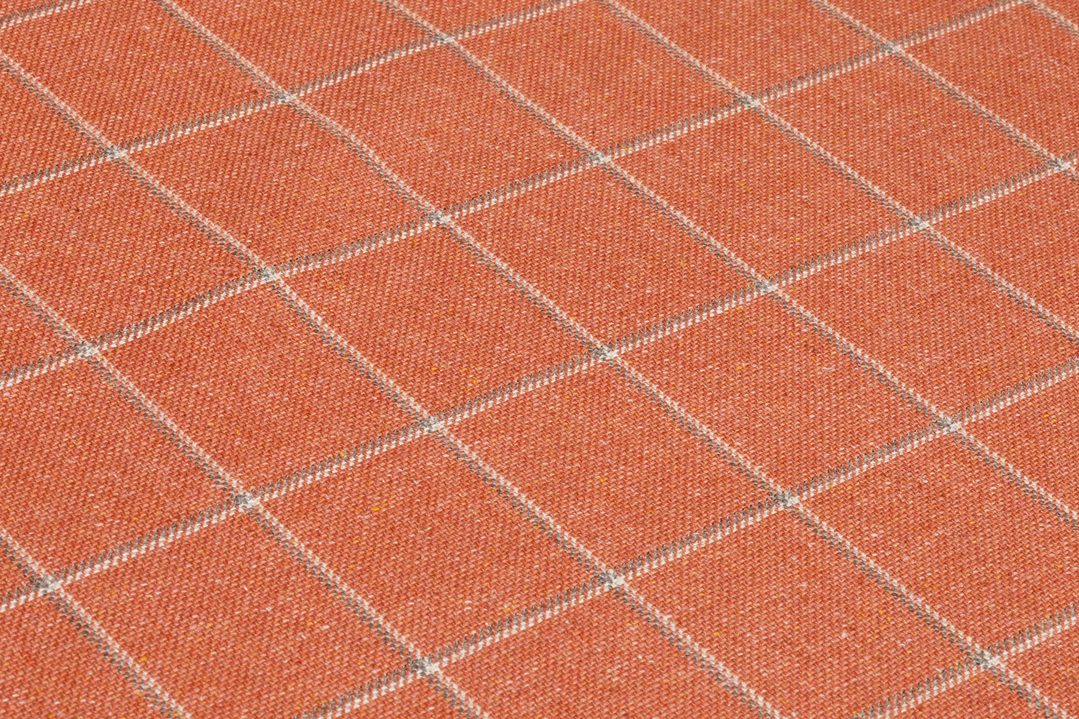 Windowpane Italian Wool Suiting - Rust Orange