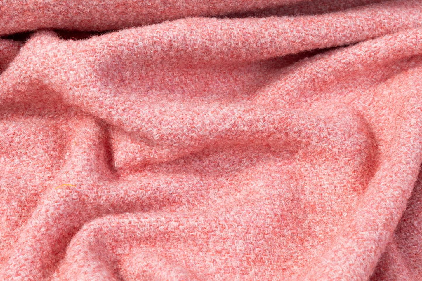 Italian Wool Blend Tweed Coating - Peach / Pink / Off White