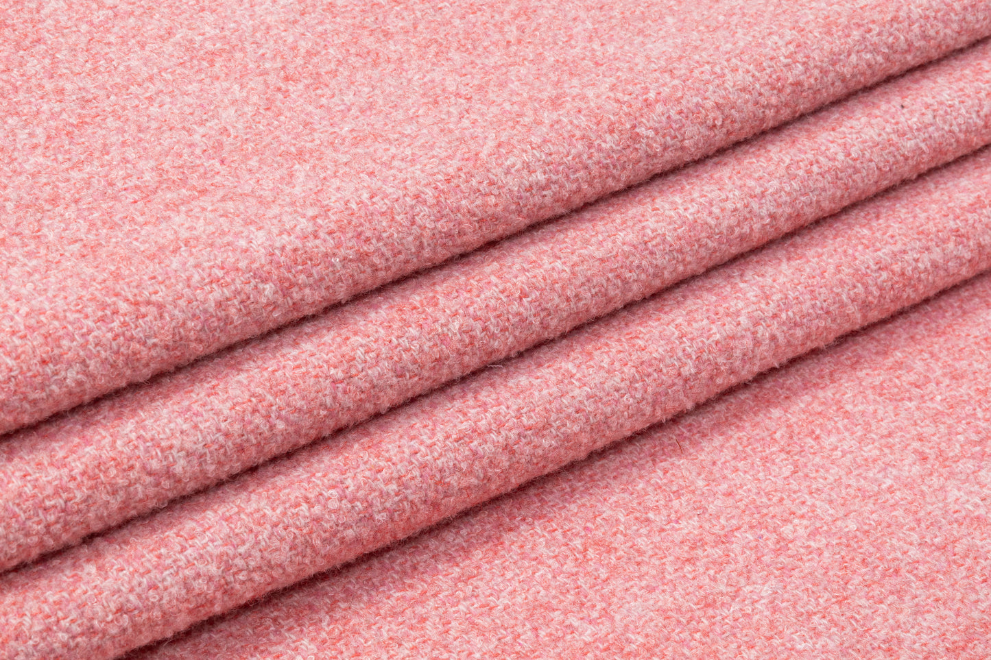 Italian Wool Blend Tweed Coating - Peach / Pink / Off White