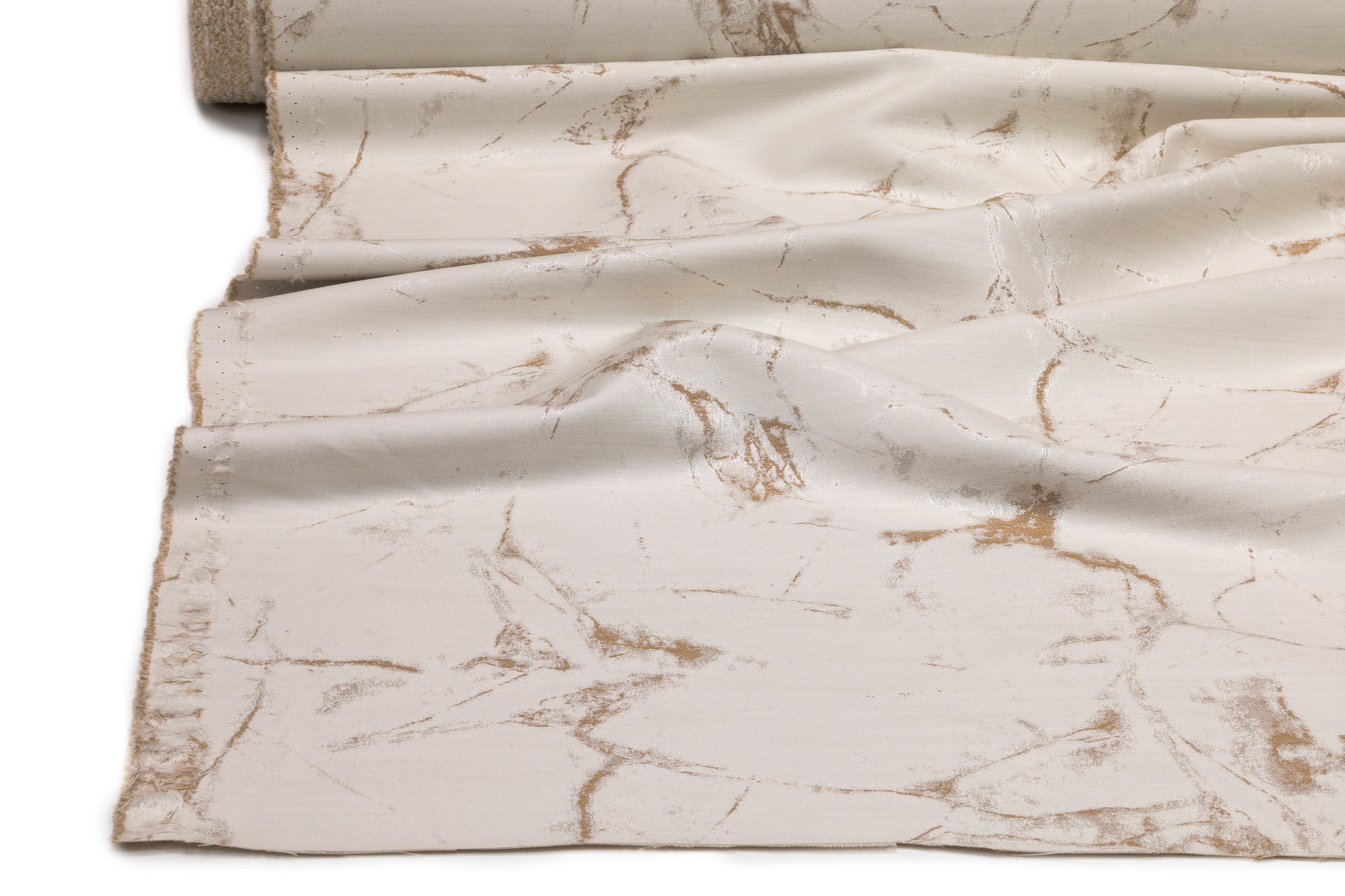 Abstract Italian Silk and Wool Jacquard Suiting - Bone / Taupe