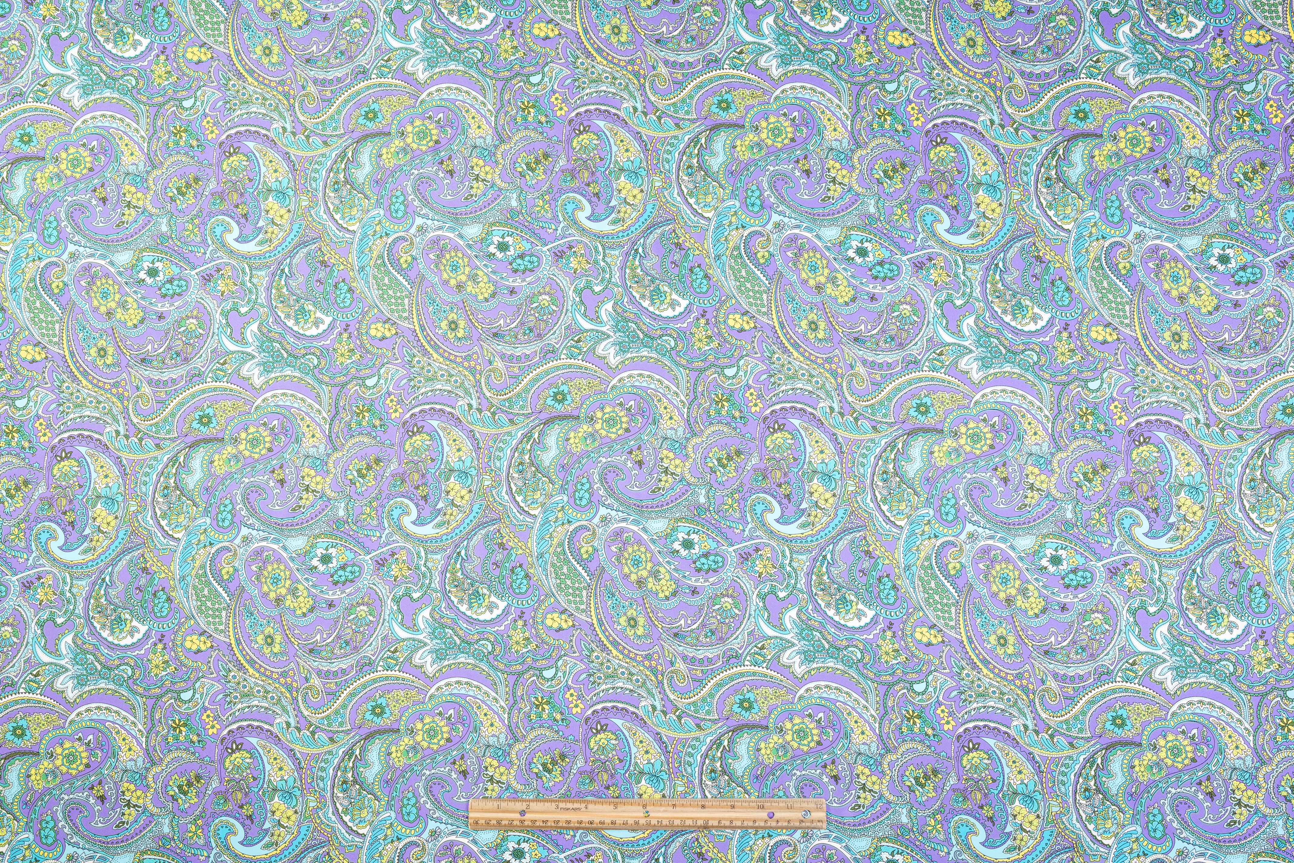Paisley Italian Silk Twill - Purple / Blue / Green