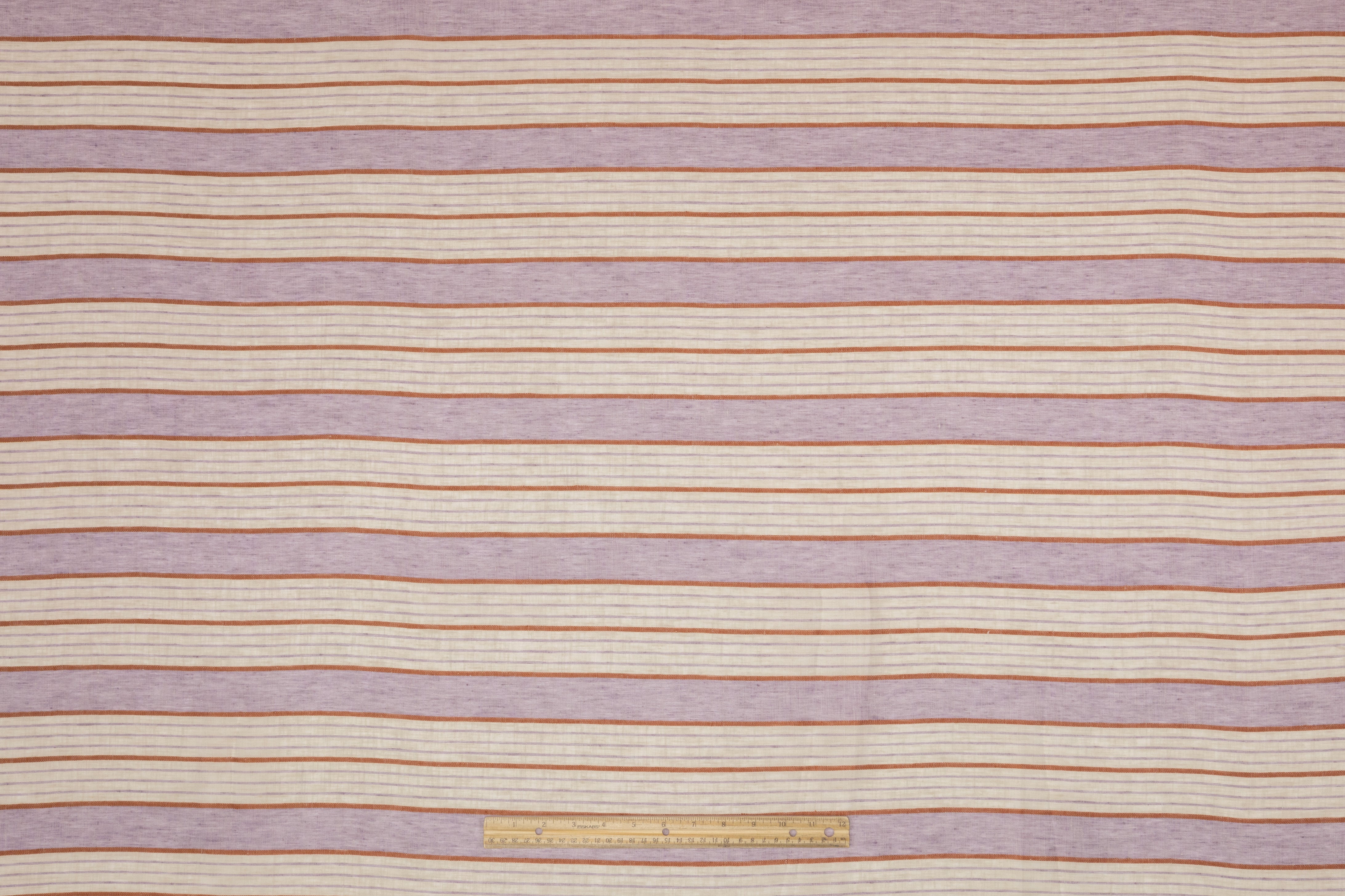 Striped Italian Linen - Lavender / Ivory / Rust